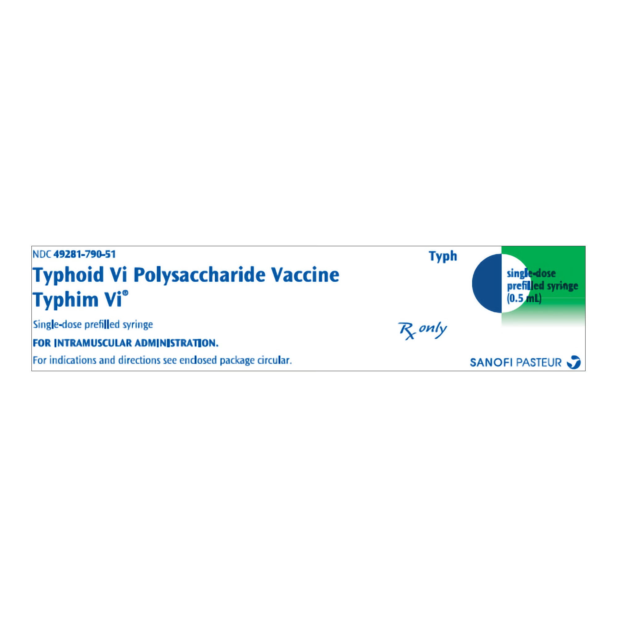 Sanofi Pasteur - 49281079051 Typhim VI® Typhoid VI Polysaccharide Vaccine 25 mcg / 0.5 mL Injection 0.5 mL