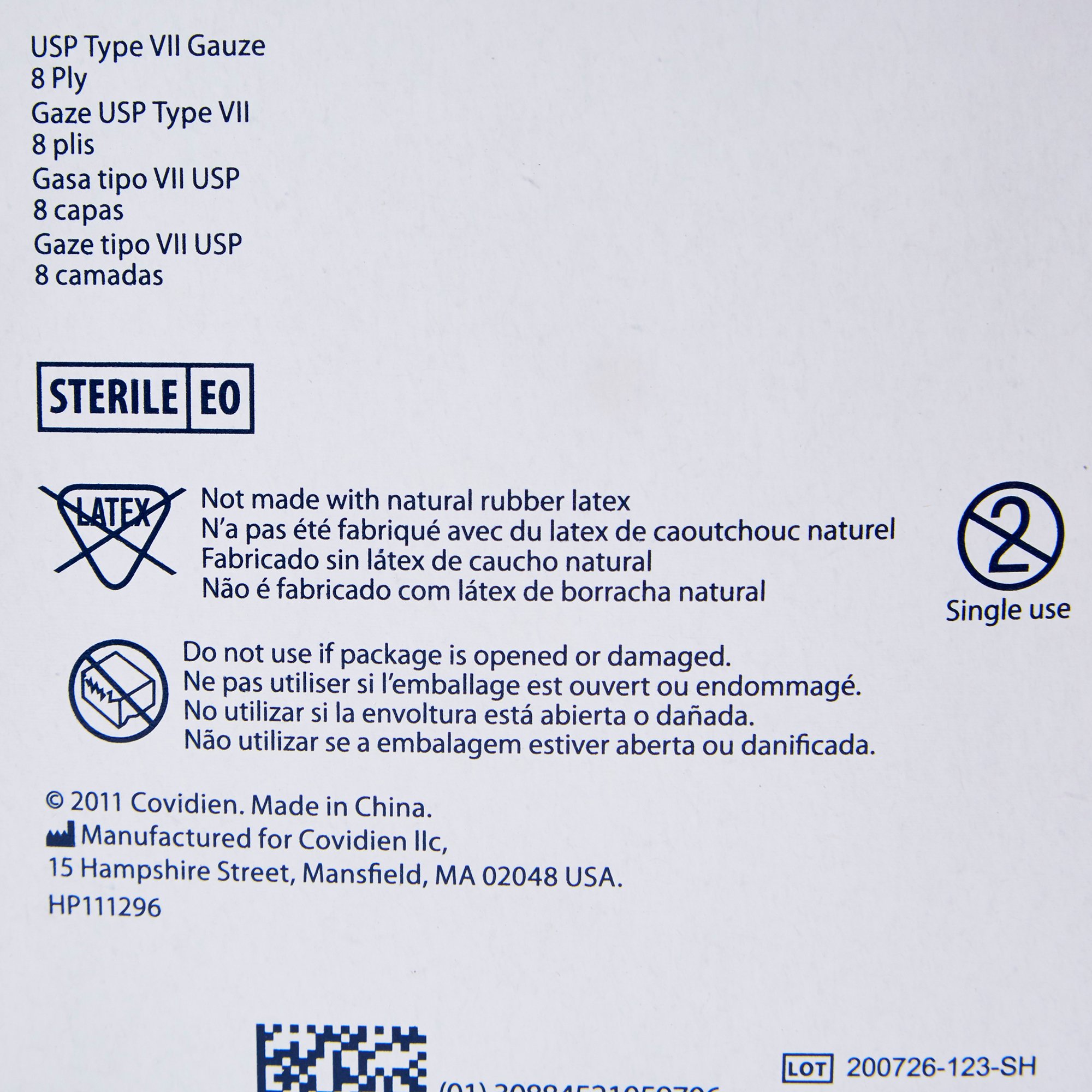 Cardinal 441204 - Dermacea™ Sterile USP Type VII Gauze Sponge, 2 x 2 Inch, Eight-Ply - 1/Pack, 50/Box, 1500/Case