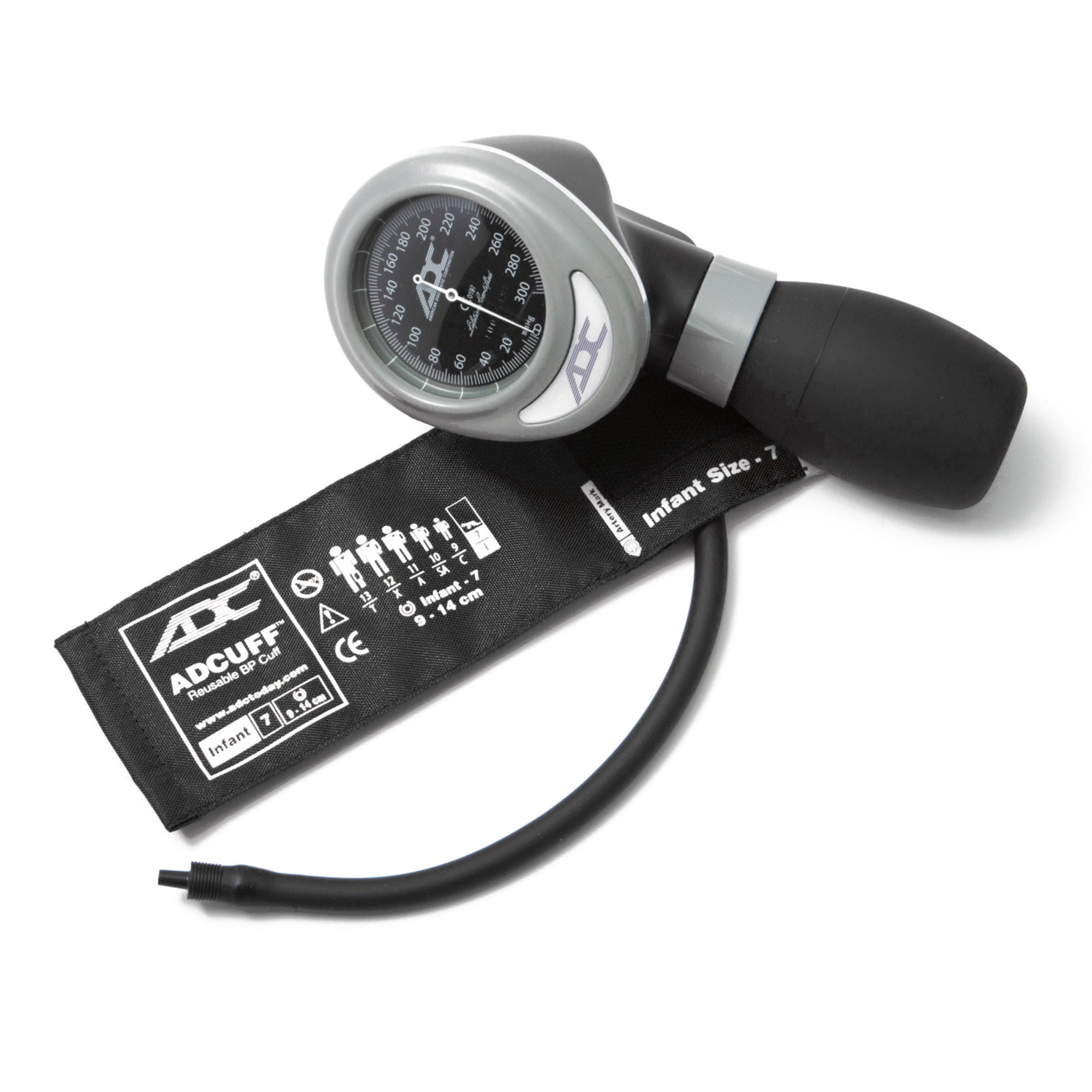 American Diagnostic Corp - 703-7IBK Aneroid Sphygmomanometer Unit Diagnostix™703 Series Infant Cuff Arm Nylon Cuff 9 - 14 cm Palm Aneroid