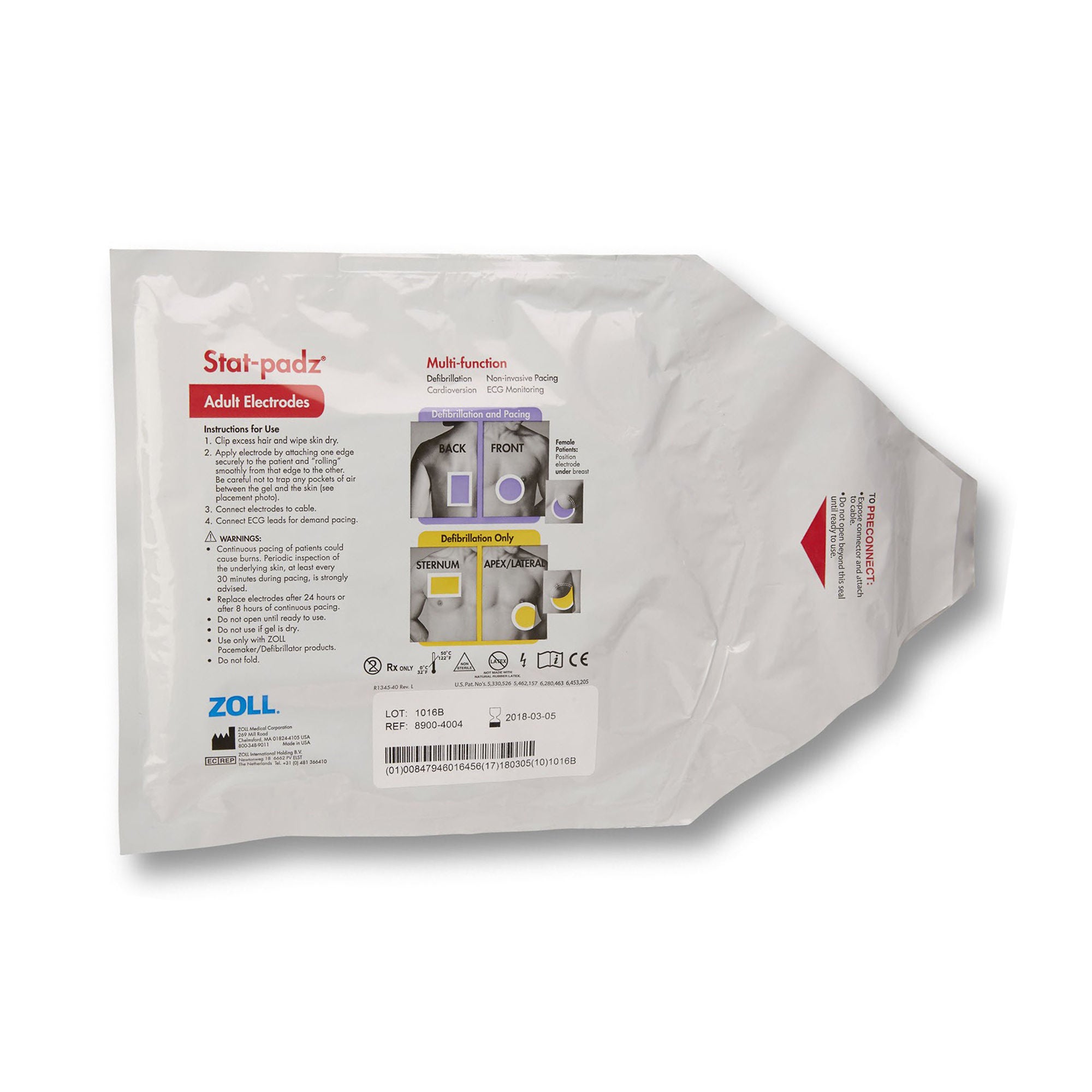 Zoll Medical - 8900-4004 AED Defibrillator Pad Stat Padz® Plug Connector Adult