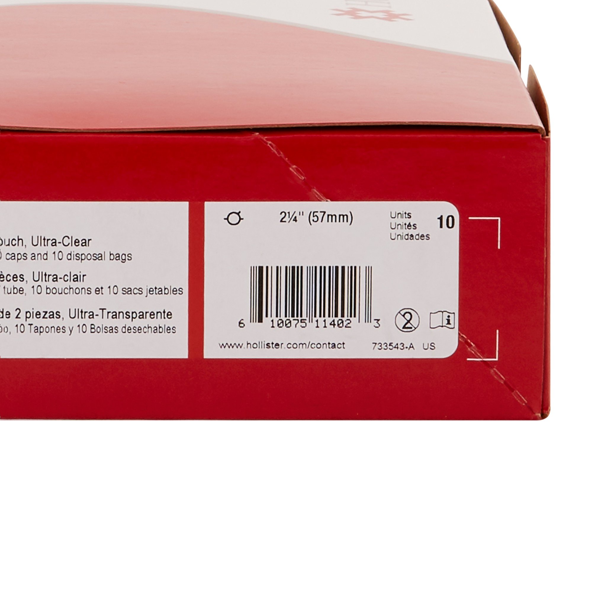 Hollister 18423 - New Image™ Two-Piece Ultra-Clear Urostomy Pouch, 57 mm Flange, Red Match - 10/Box