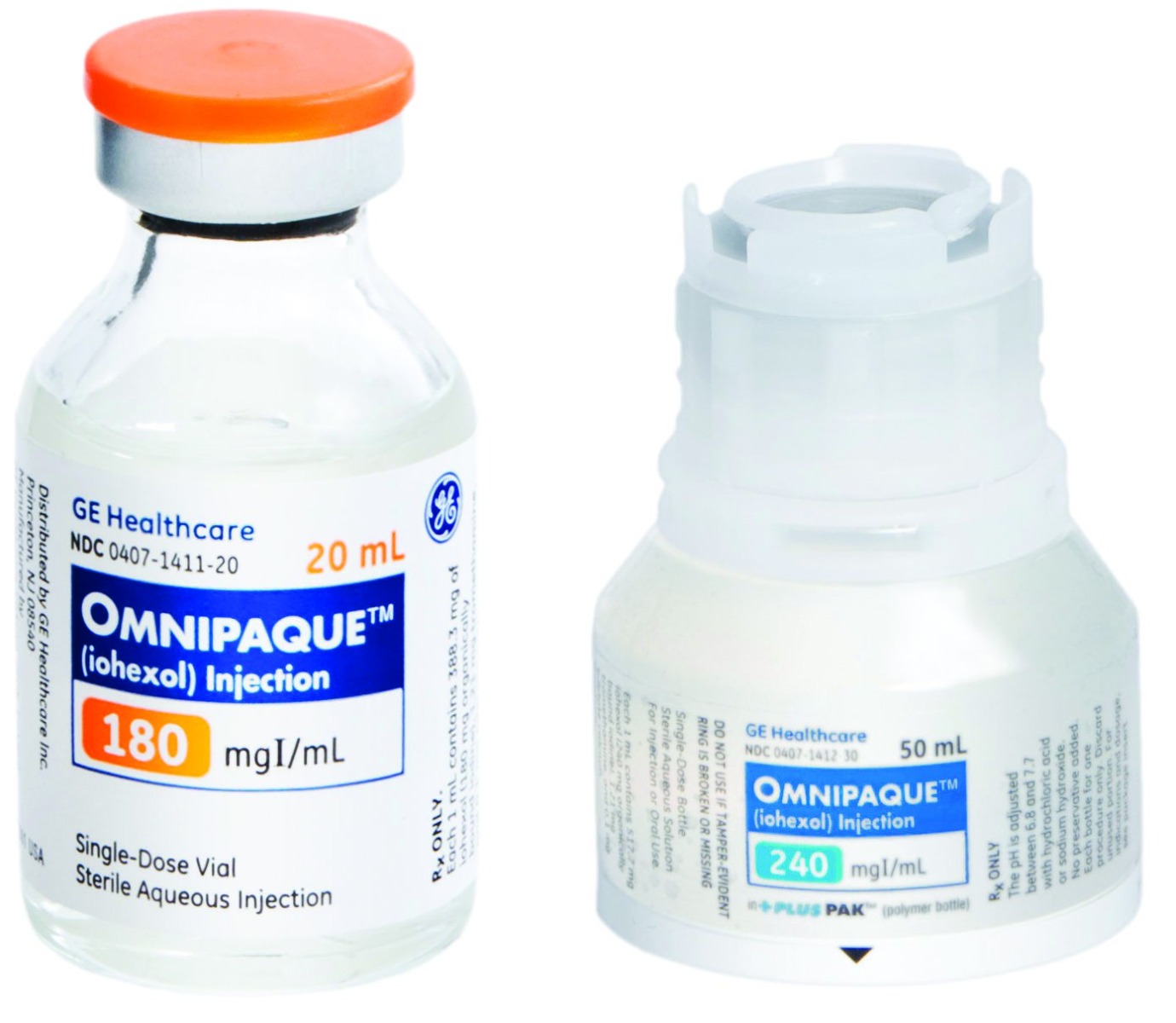 GE Healthcare 00407141361 - Omnipaque® 300 Iohexol 300 mg / mL Injection 50 mL - 10/Case
