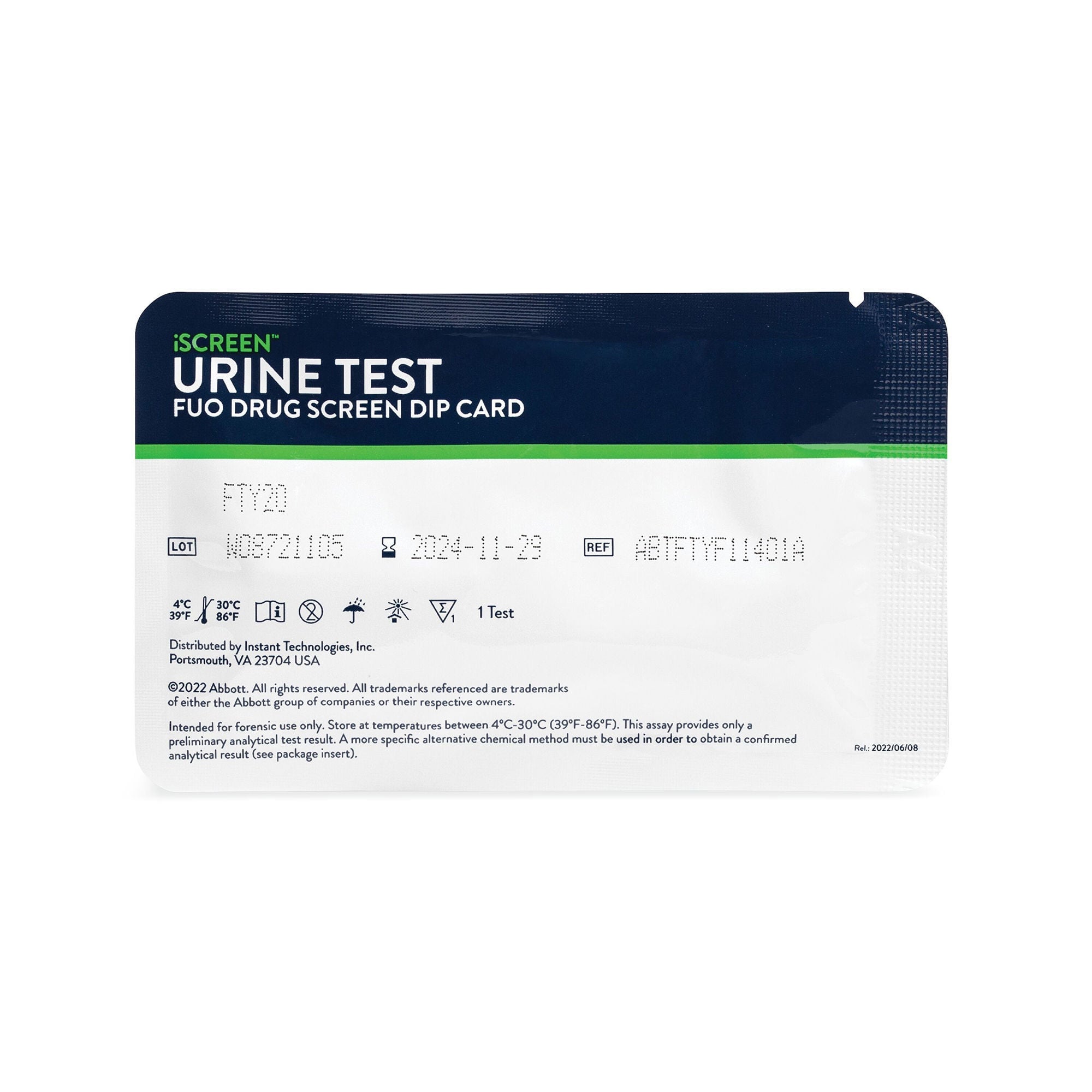 Abbott Rapid Dx North America LLC - IS8 Drugs of Abuse Test Kit iScreen® AMP, BAR, BZO, COC, mAMP/MET, OPI, PCP, THC 25 Tests CLIA Non-Waived