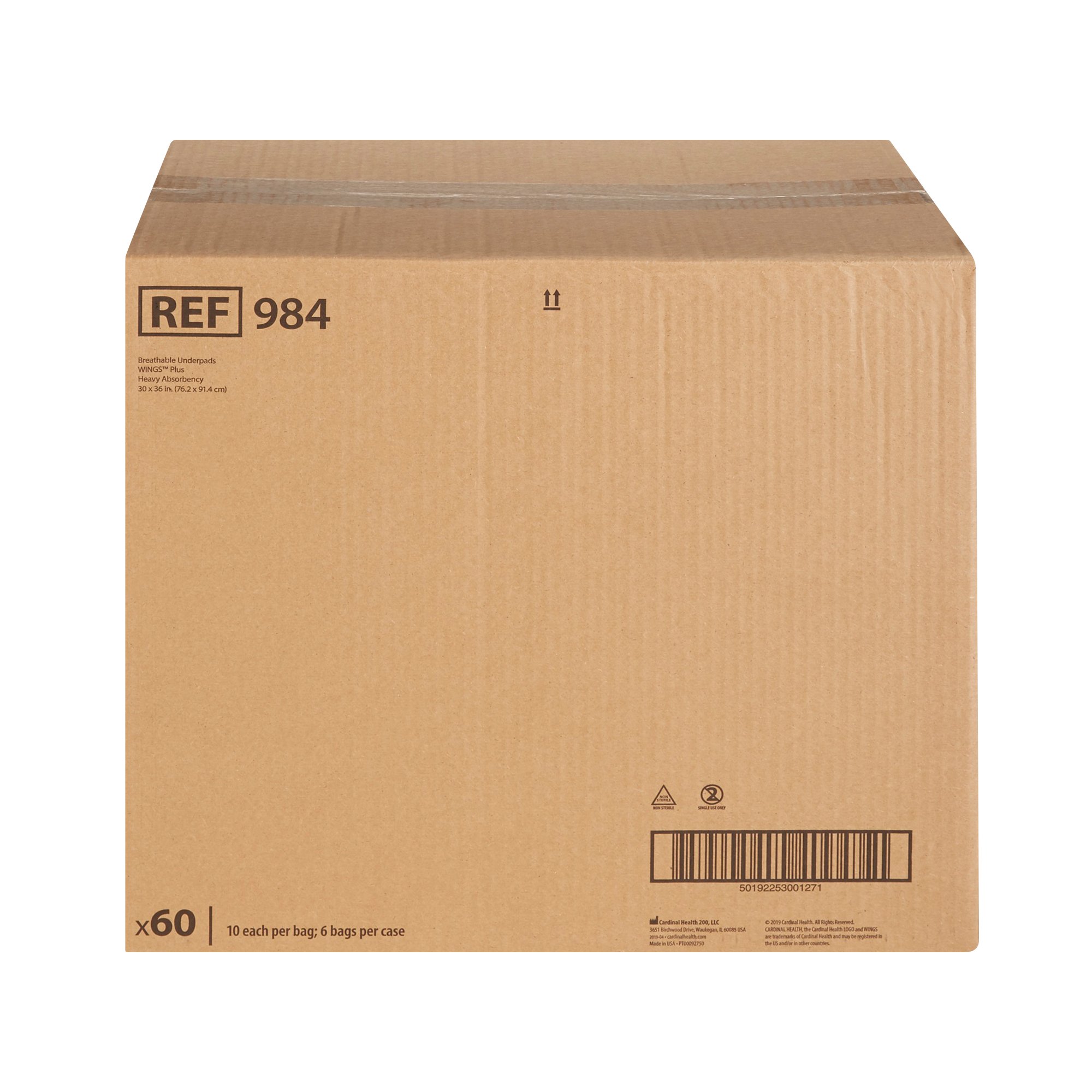 Cardinal - 984 Wings™ Breathable Plus Heavy Absorbency Low Air Loss Underpad