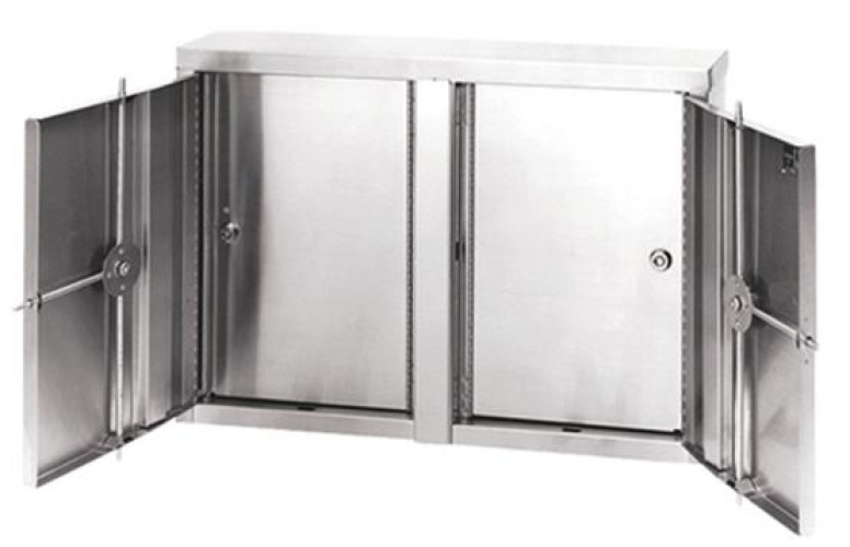 Omnimed - 181881 Narcotic Cabinet Beam® Wall Mount Stainless Steel Without Drawers 8 Shelves Keyed Double Lock