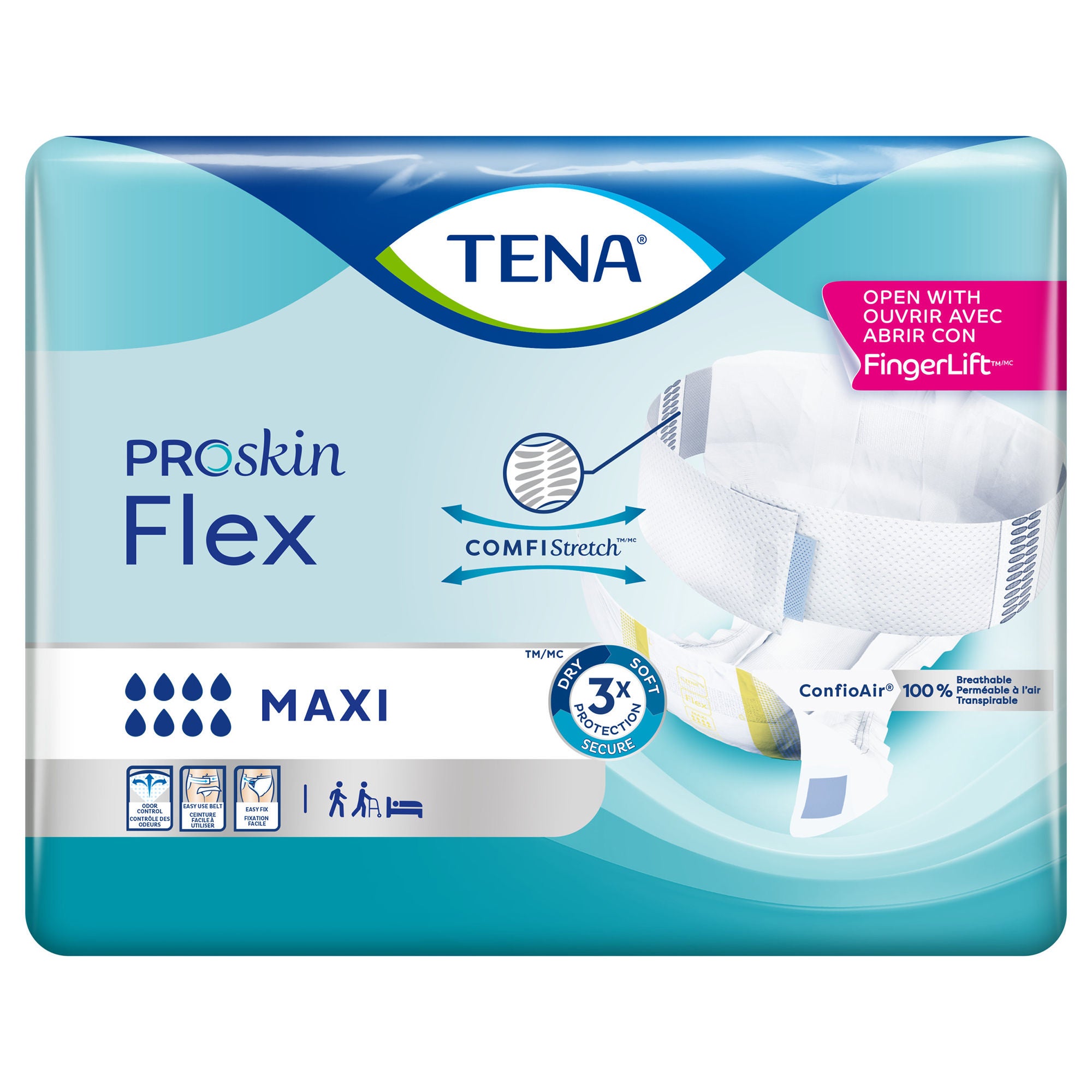 Essity HMS North America Inc - 67837 Incontinence Belted Undergarment TENA® ProSkin™ Flex Maxi Adult Size 12 Unisex Disposable Heavy Absorbency