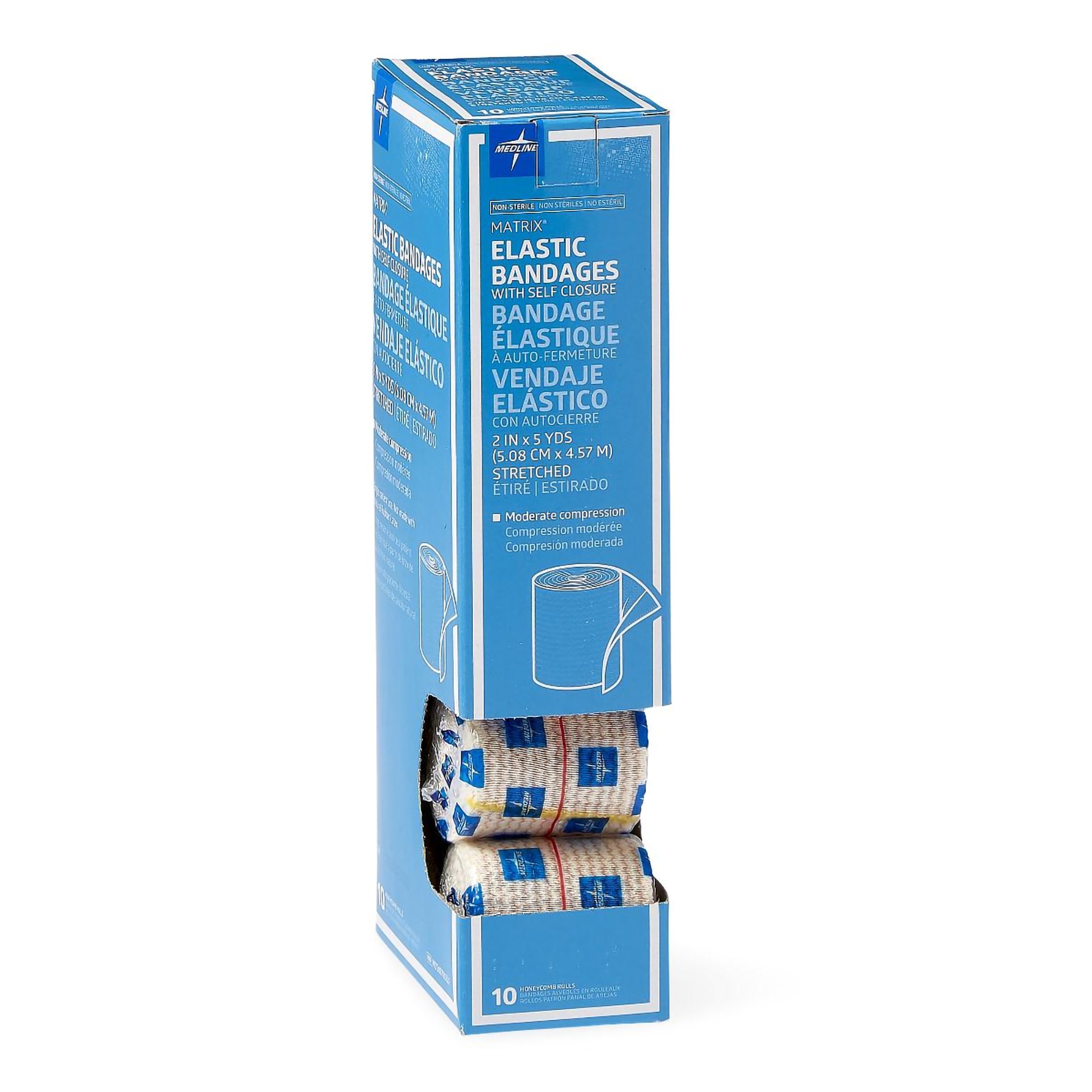 Medline MDS087002LF - Matrix Double Hook-and-Loop closure Elastic Bandage, 2 Inch x 5 Yard - 1/Each, 10/Box, 50/Case