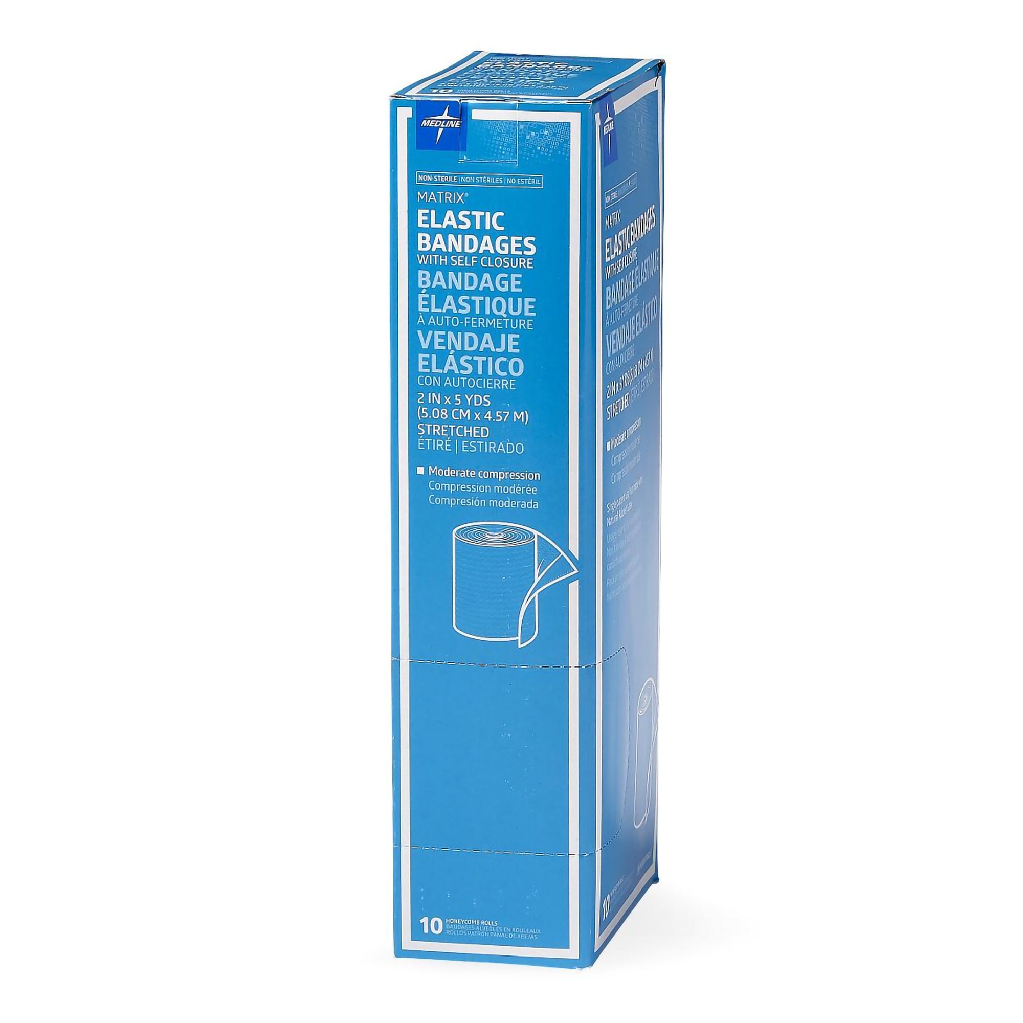Medline MDS087002LF - Matrix Double Hook-and-Loop closure Elastic Bandage, 2 Inch x 5 Yard - 1/Each, 10/Box, 50/Case