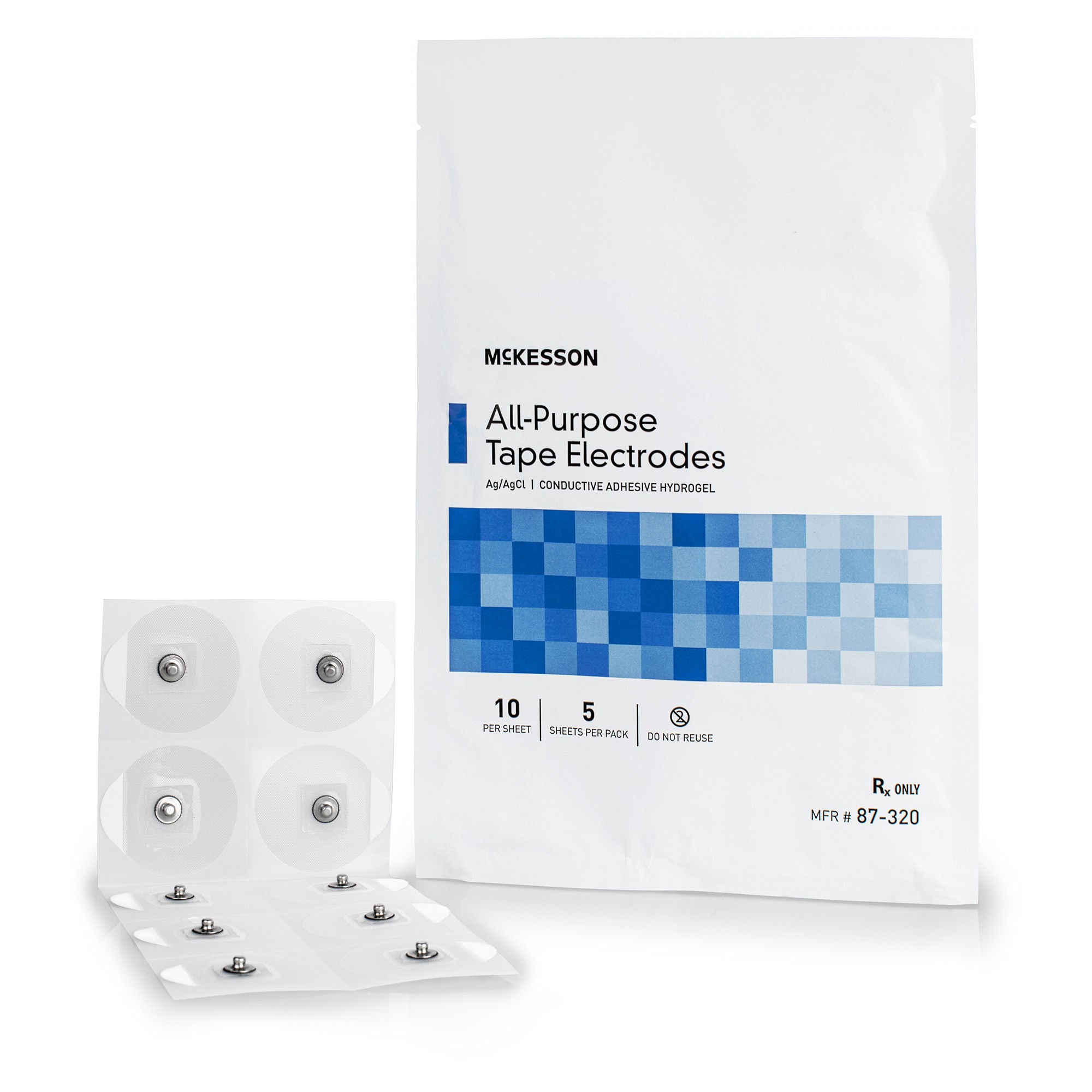 McKesson Brand - 87-320 ECG Monitoring Electrode McKesson Snap Connector Conductive Adhesive Gel Tape Backing Adult Non-Radiolucent 50 per Pack