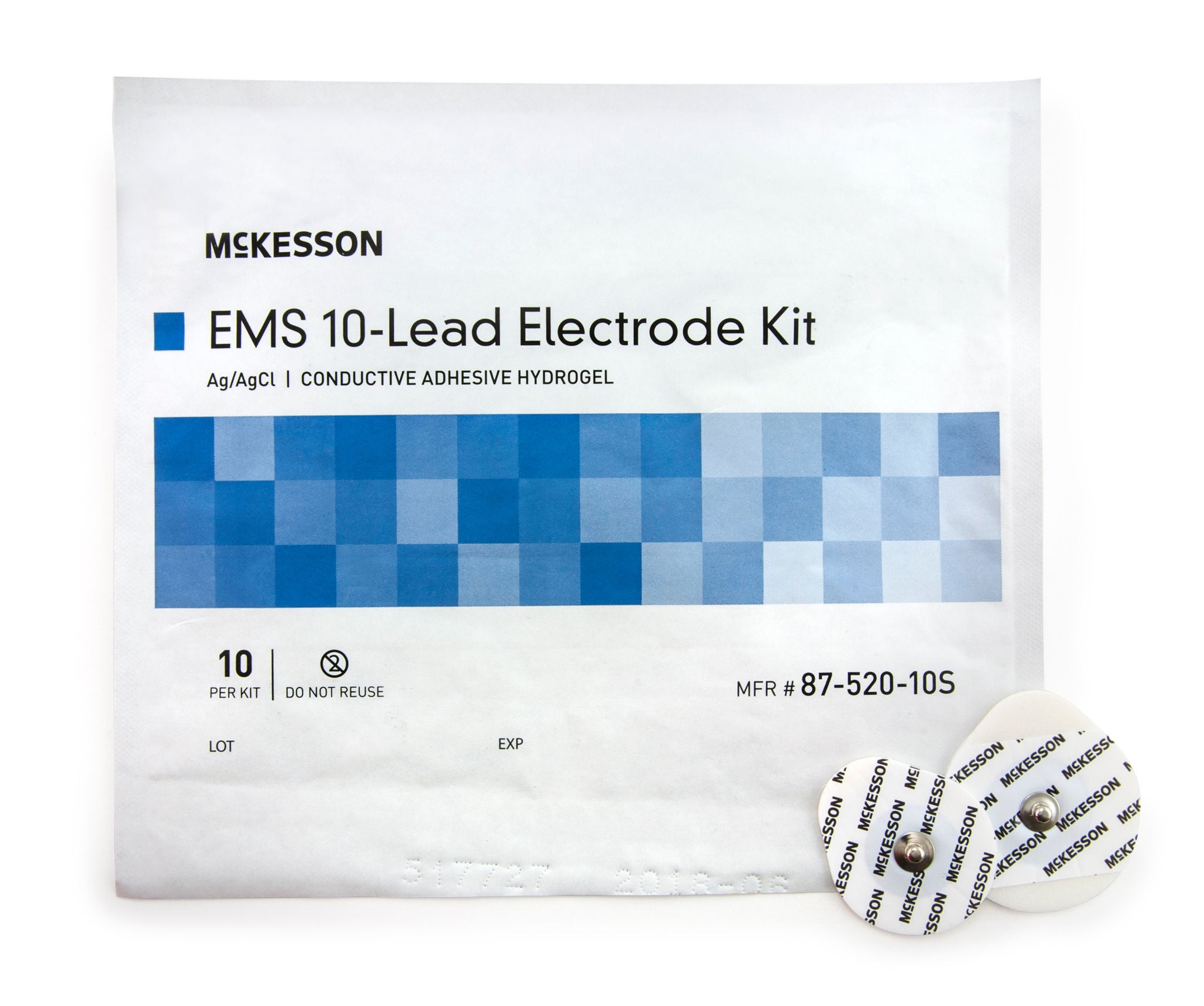 McKesson Brand - 87-520-10S ECG Monitoring Electrode McKesson Snap Connector Conductive Adhesive Gel Foam Backing Adult Non-Radiolucent 10 per Pack