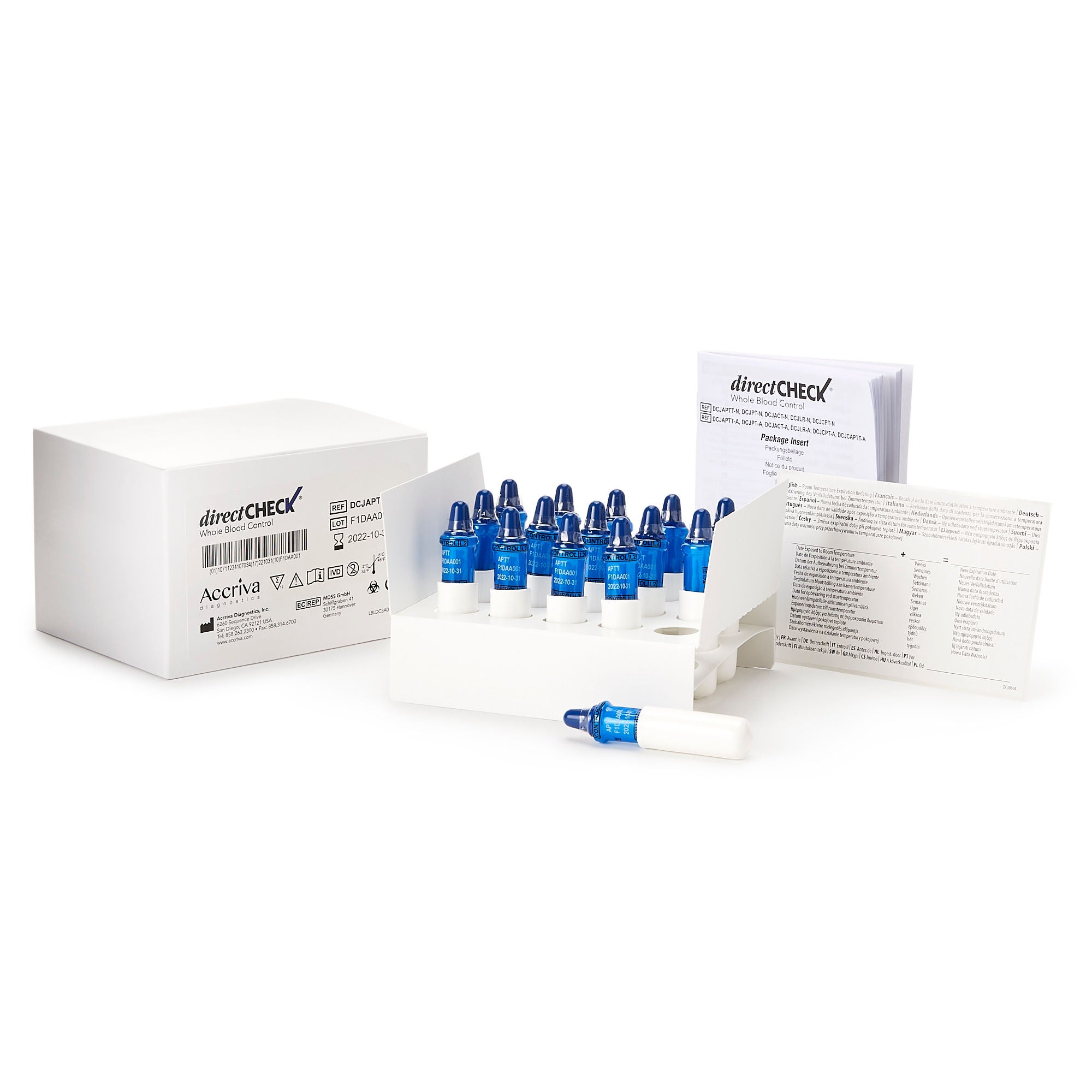 Werfen USA LLC - 000DCJAPTT-A Coagulation Control Hemochron® Directcheck® Activated Partial Thromboplastin Time Test (APTT) Abnormal Level 15 Vials
