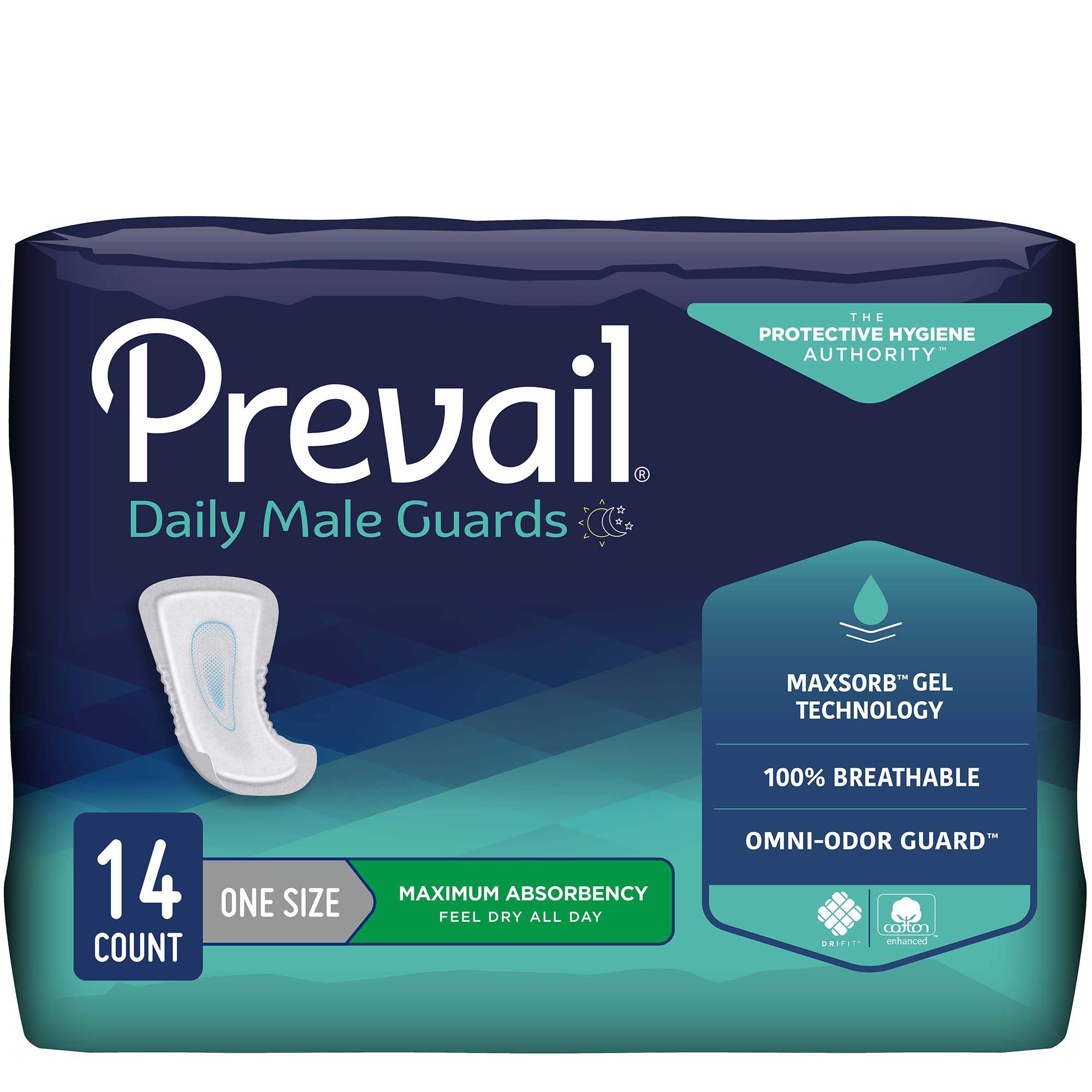 First Quality Products LLC PV-811 - Prevail® Daily Male Guards Maximum Bladder Control Pad, 12.5-Inch Length - 14/Pack, 126/Case