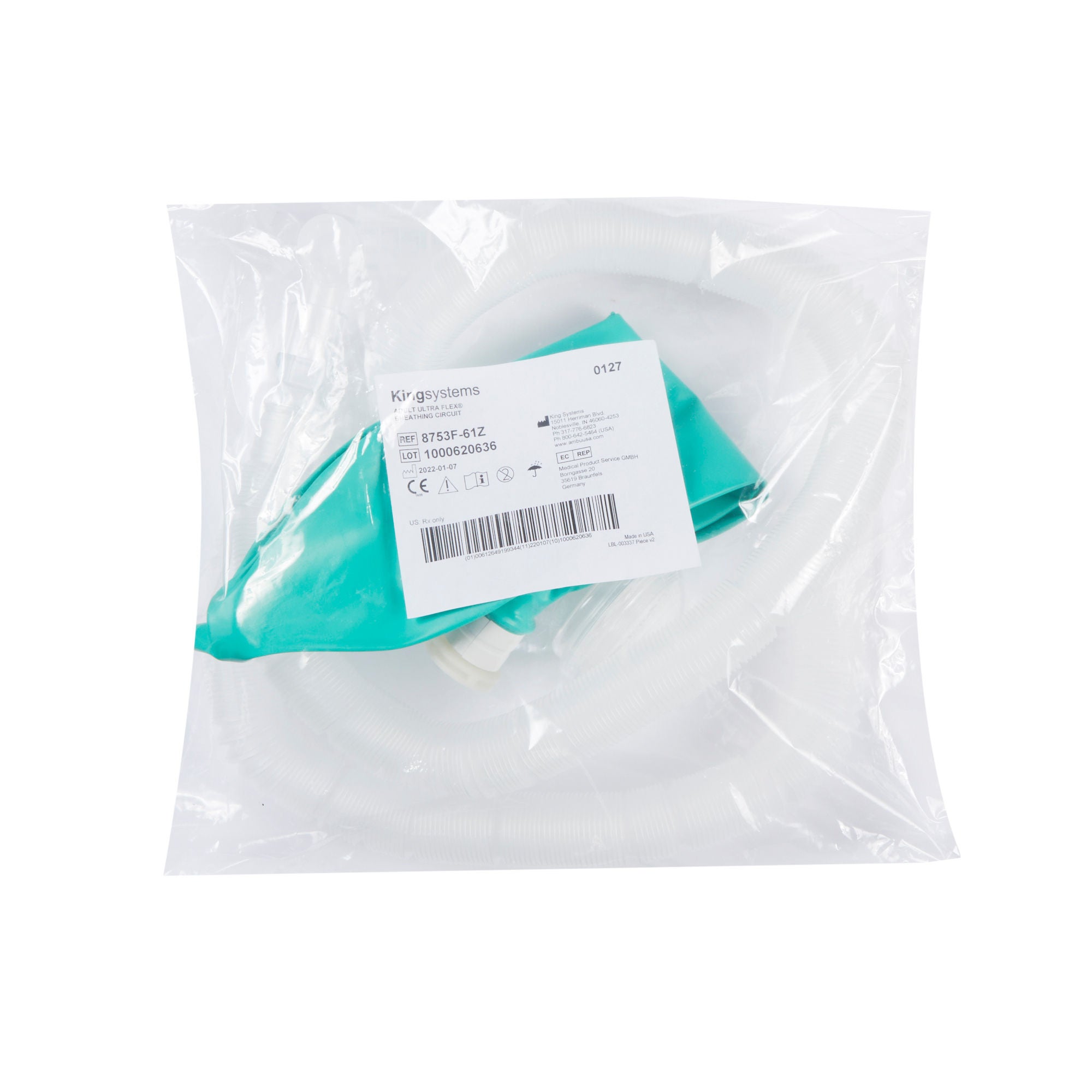Ambu - 8753F-61Z Anesthesia Breathing Circuit Ultra Flex® Expandable Tube 72 Inch Tube Dual Limb Adult 3 Liter Bag Single Patient Use