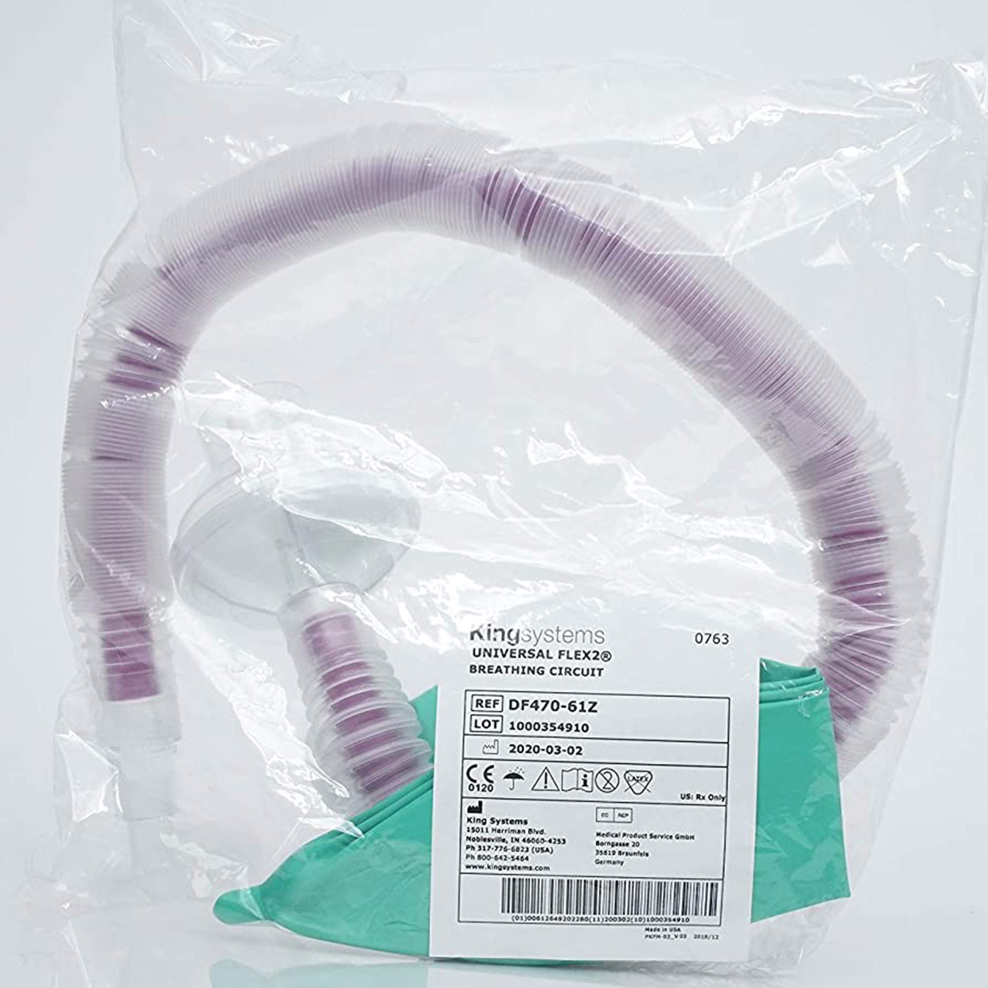 Ambu - DF3110-61Z Anesthesia Breathing Circuit Universal Flex2® Coaxial Tube 108 Inch Tube Single Limb Adult 3 Liter Bag Single Patient Use