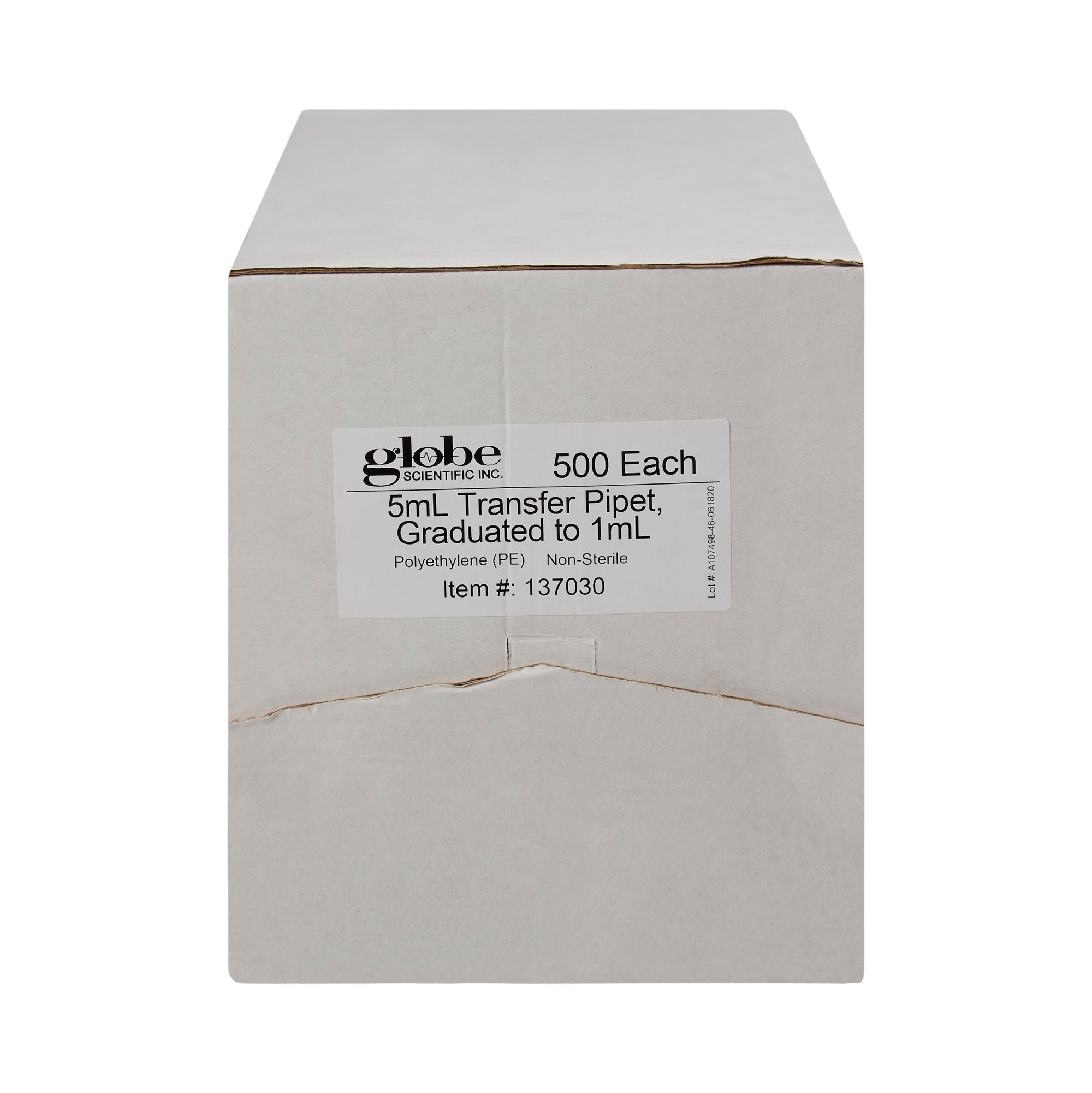 Globe Scientific 137030 - Globe Scientific Transfer Pipette, 5 mL, 3.4 mL Draw Volume - 500/Box, 5000/Case