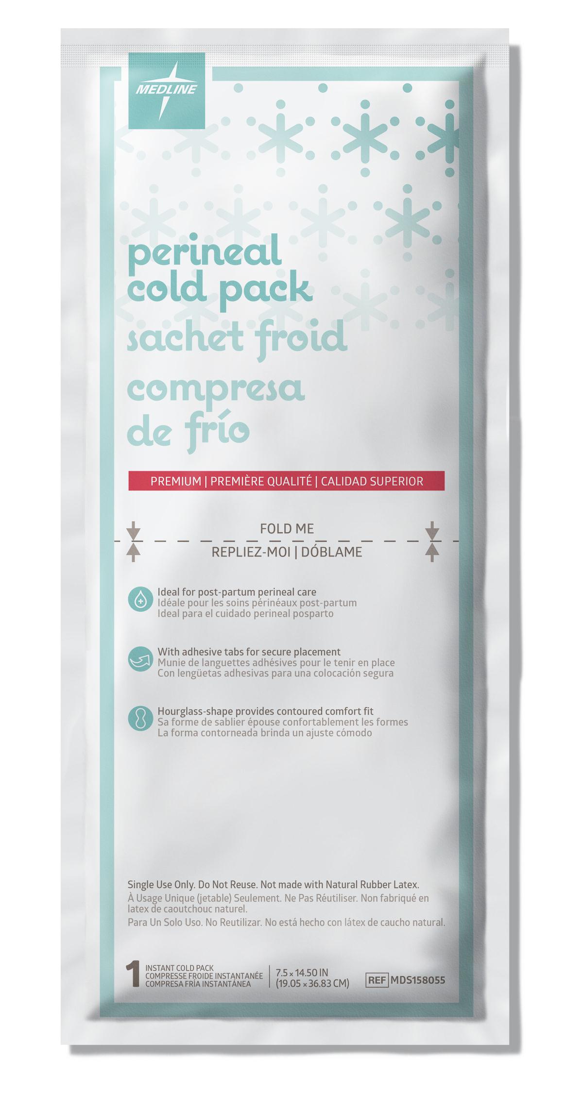 Medline - MDS158055 Instant Cold Pack Medline Premium Contoured Perineal One Size Fits Most 6-3/4 X 14-1/4 Inch Plastic / Calcium Ammonium Nitrate / Water Disposable