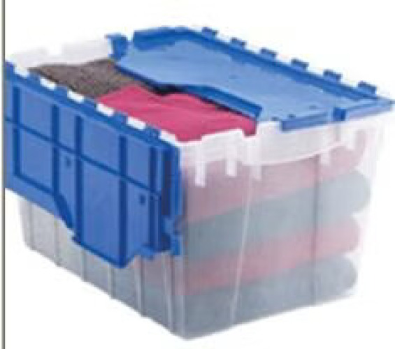 Akro-Mils - 66486CLDBL Attached Lid Container KeepBox Clear / Blue Plastic 12-1/2 X 15-1/4 X 21-1/2 Inch