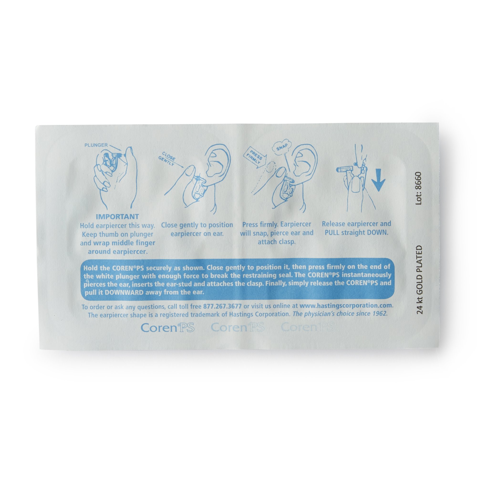 Hastings Corp NEMS-575 - Coren PS Ear Piercer - 1/Pair, 6/Box