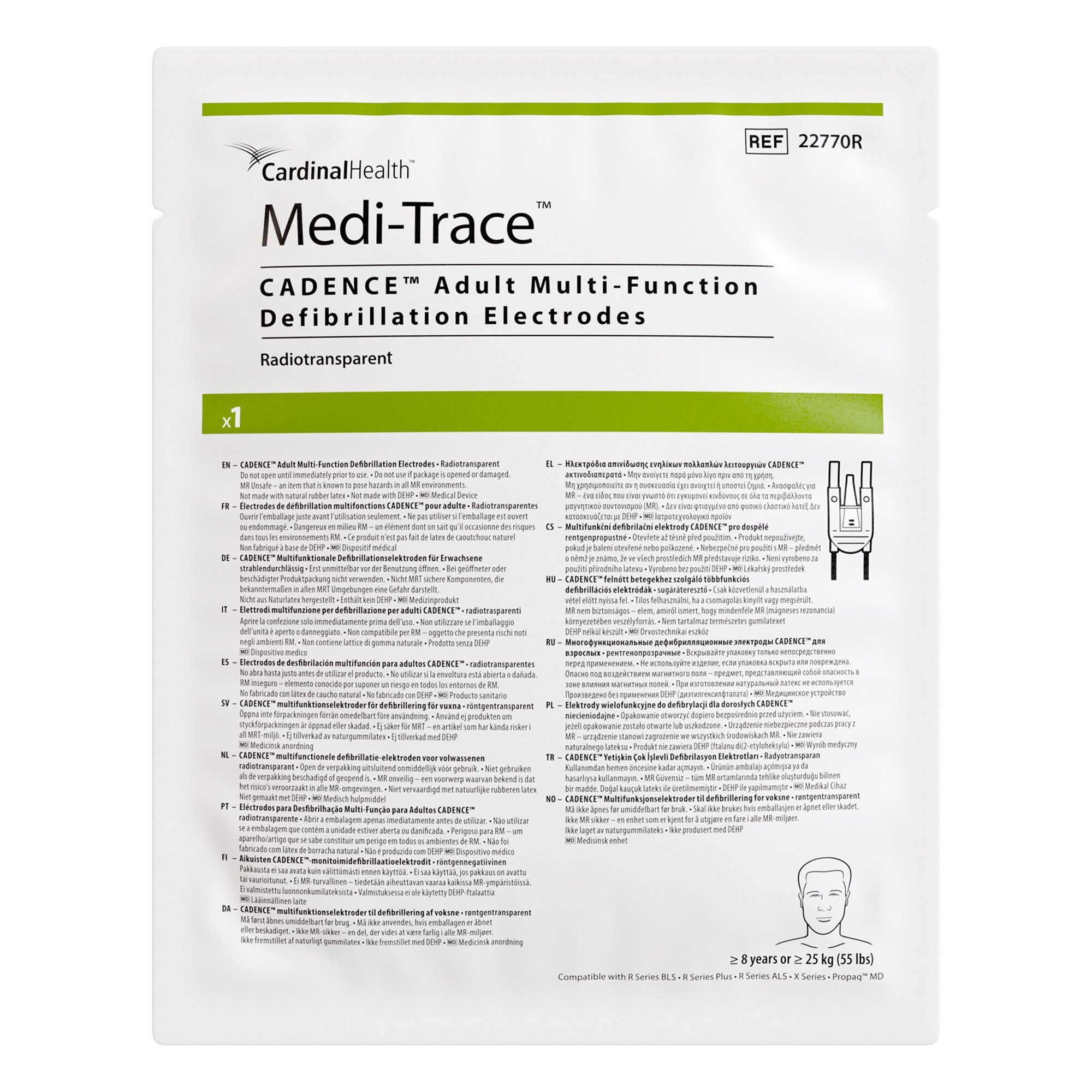 Cardinal 22770R- - Medi-Trace® Cadence RTS Defibrillator Electrode - 2/Pack, 20/Case