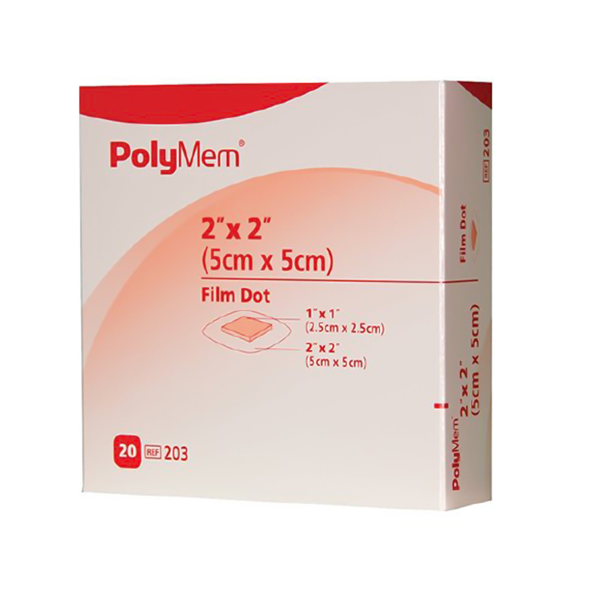 Ferris Manufacturing 203 - PolyMem® Adhesive with Border Foam Dressing, 2 x 2 Inch - 1/Each, 20/Box, 100/Case