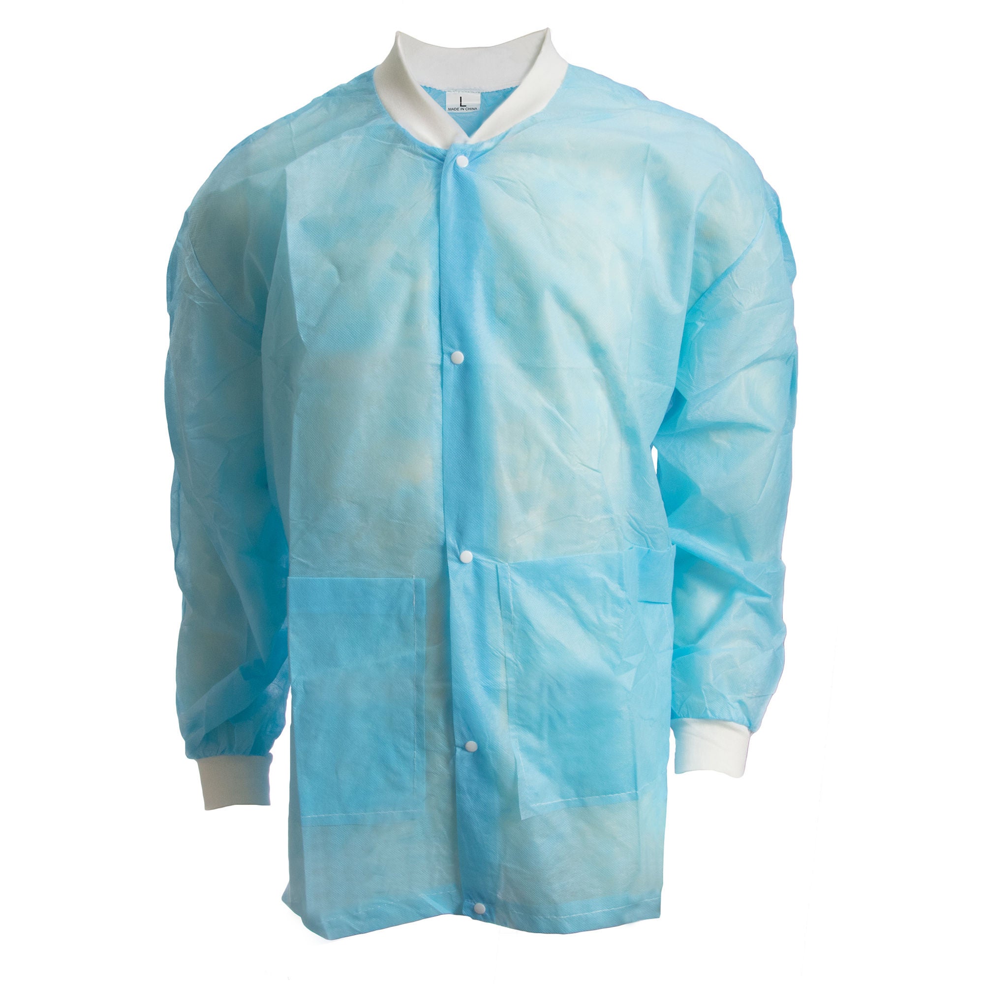 McKesson Brand - 33-160 Lab Jacket PRETECT™ Blue Large Hip Length Spunbond Polypropylene Disposable