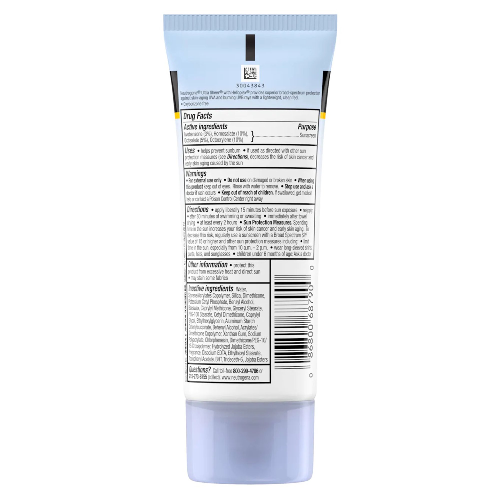 J & J Sales 08680068790 - Neutrogena® Ultra Sheer® Dry-Touch Sunscreen Lotion, SPF 55, 3-ounce Tube - 1/Each