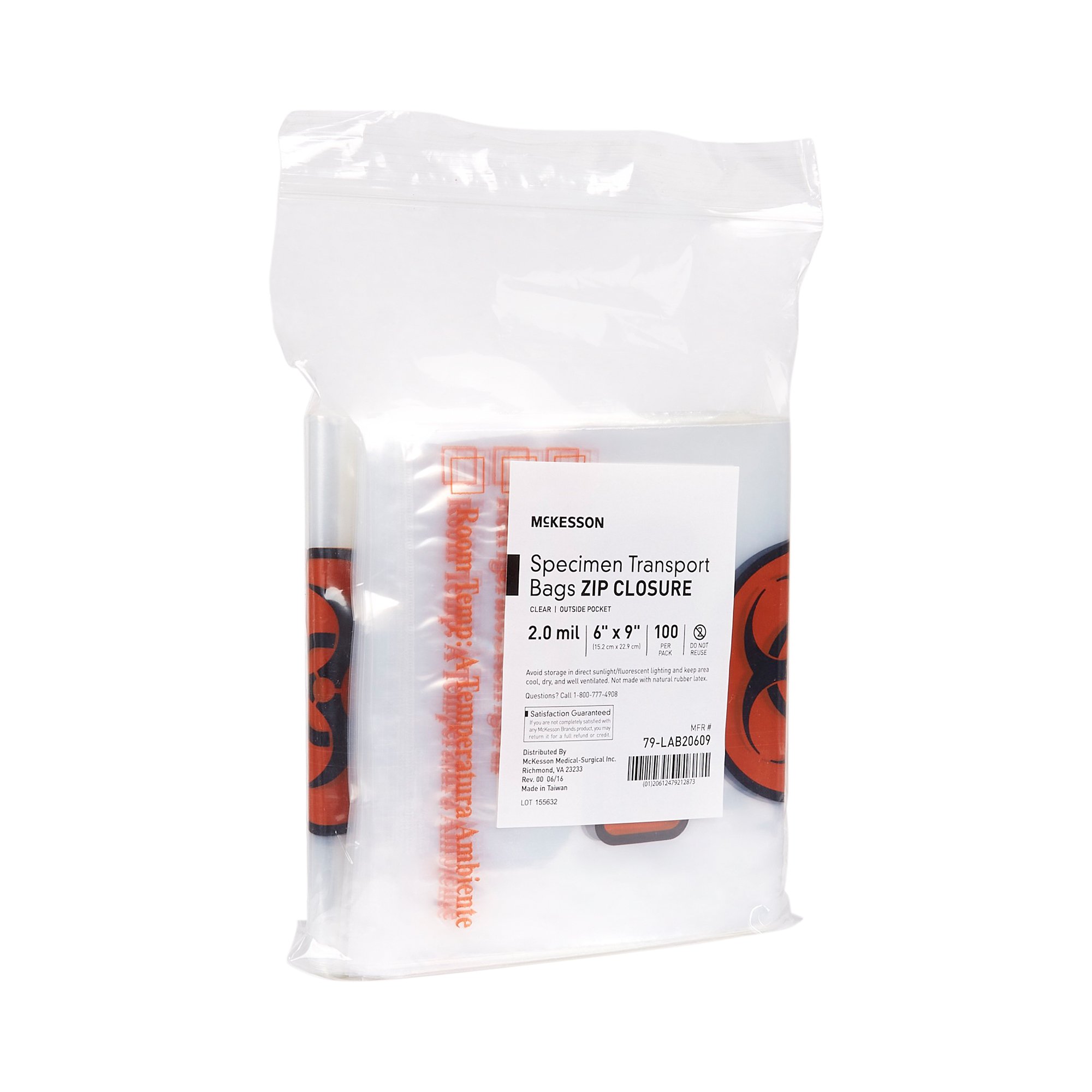 McKesson Brand - 79-LAB20609 McKesson Specimen Transport Bag with Document Pouch
