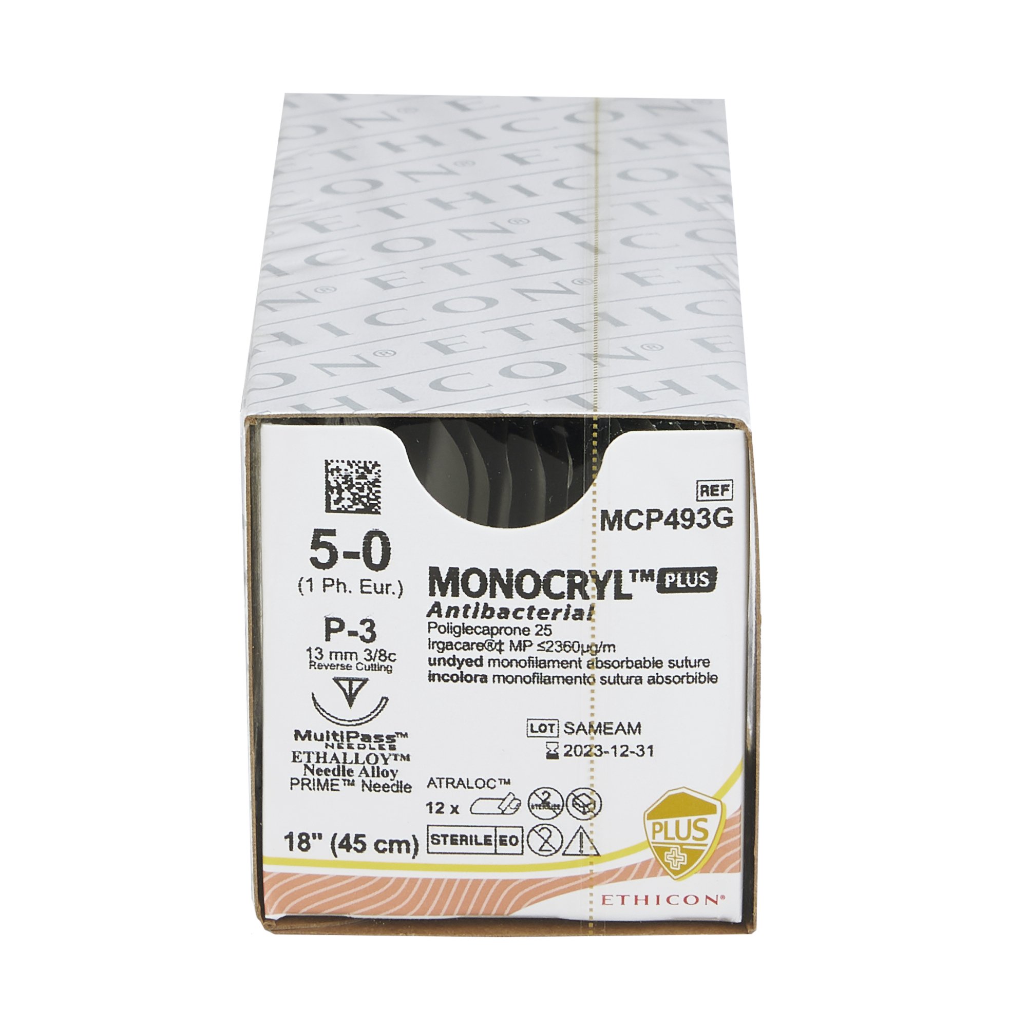 J & J Healthcare Systems MCP493G - Monocryl™ Plus Suture with Needle - 1/Box