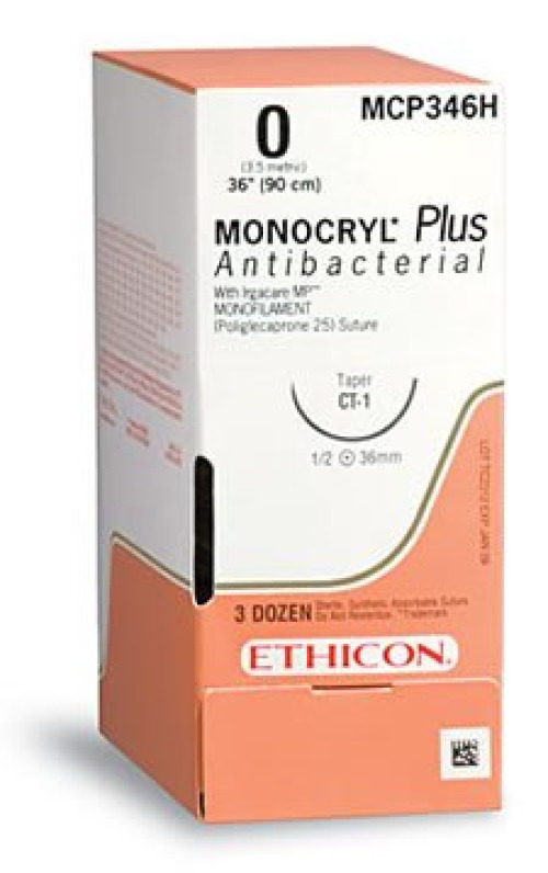 J & J Healthcare Systems MCP496G - Monocryl™ Plus Suture with Needle - 1/Box