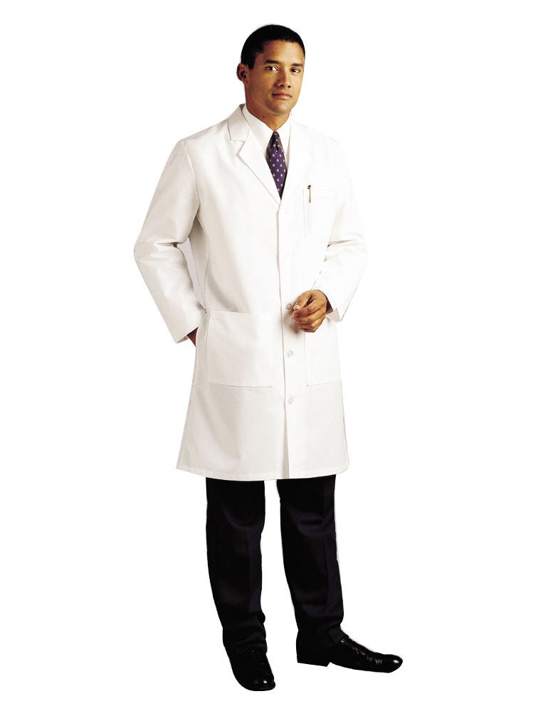 Landau Uniforms - 3145WWY40 Lab Coat White Size 40 Knee Length 65% Polyester / 35% Cotton Reusable
