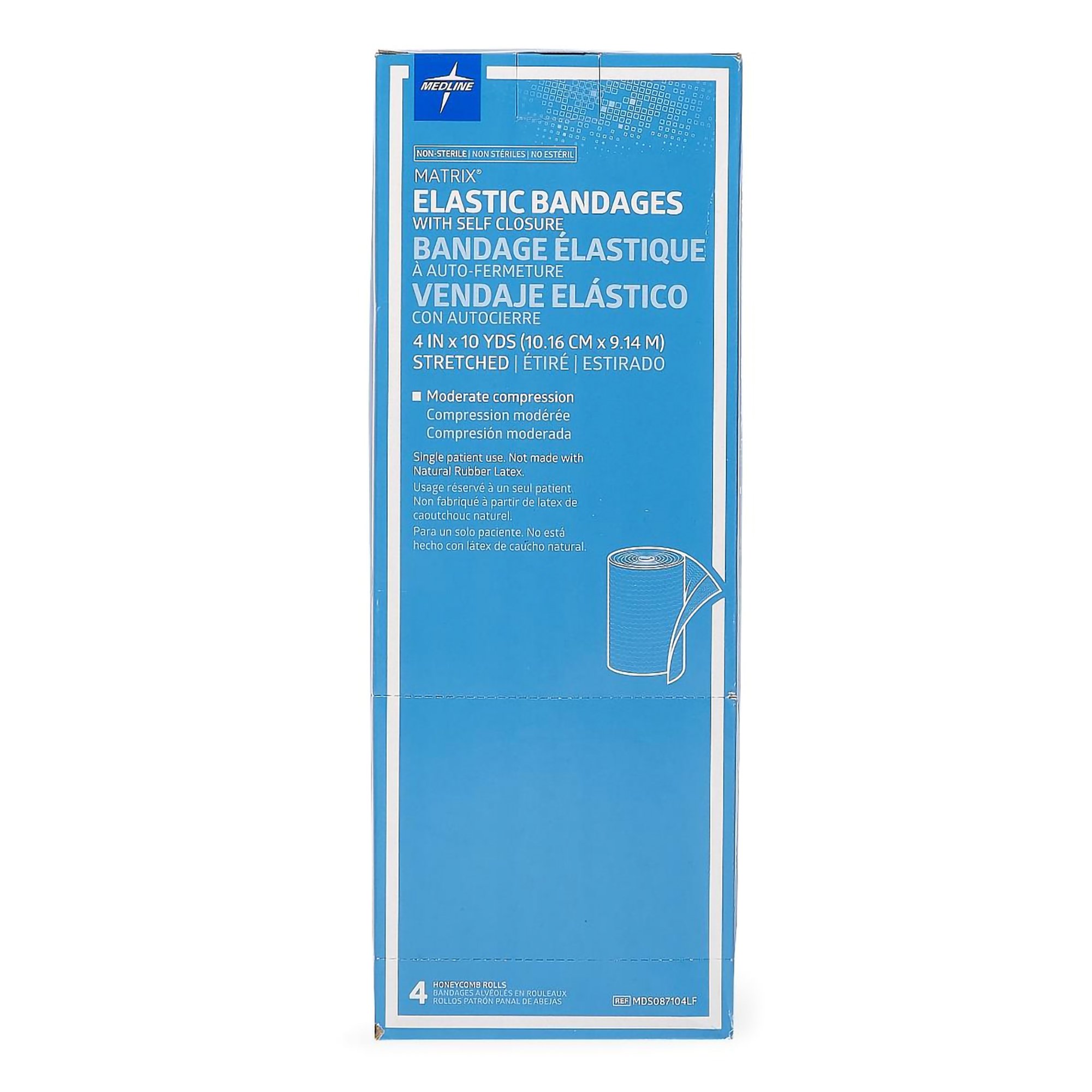 Medline MDS087104LF - Medline Matrix® Elastic Bandage with Self-Closure, Stretched, 4 Inch x 10 Yard - 1/Each, 20/Case