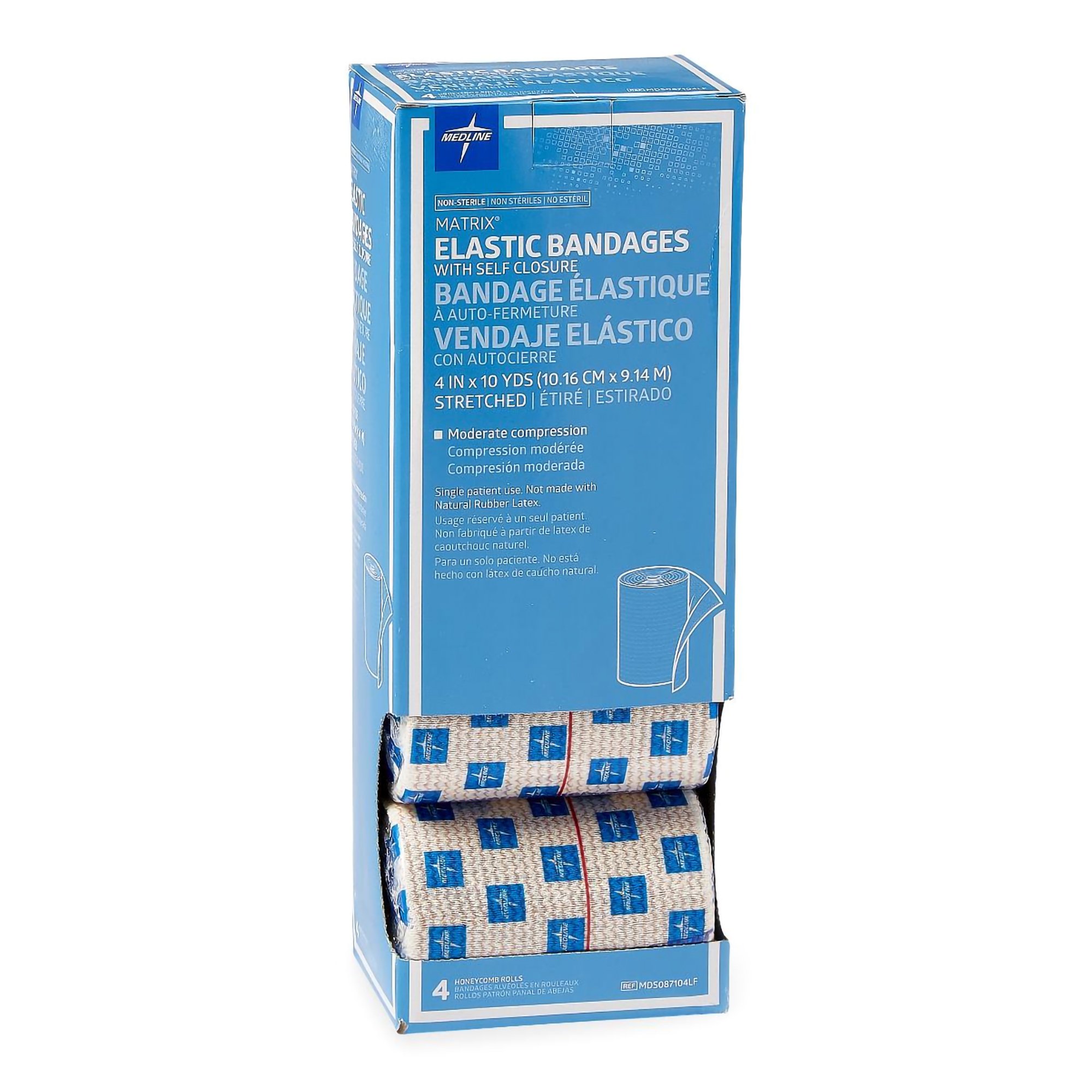 Medline MDS087104LF - Medline Matrix® Elastic Bandage with Self-Closure, Stretched, 4 Inch x 10 Yard - 1/Each, 20/Case