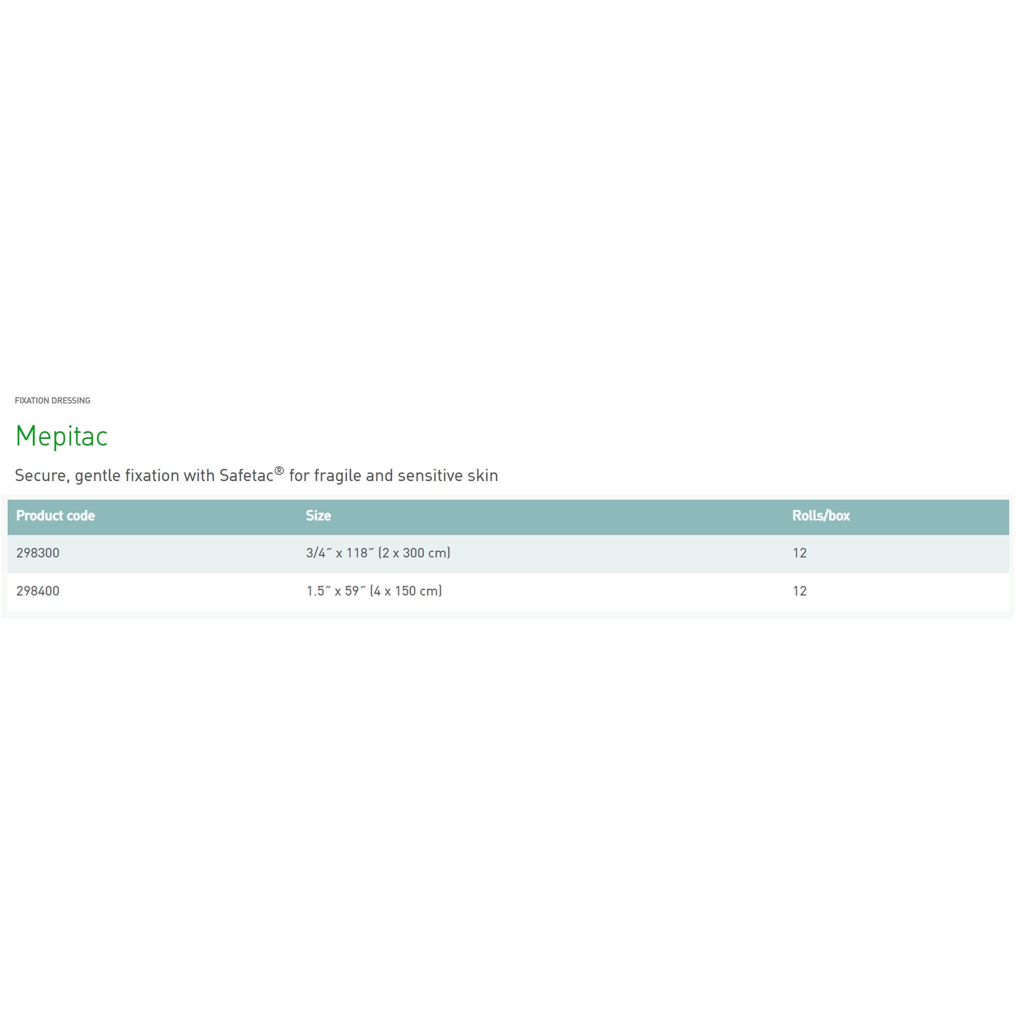 Molnlycke - 298300 Mepitac® Silicone Medical Tape