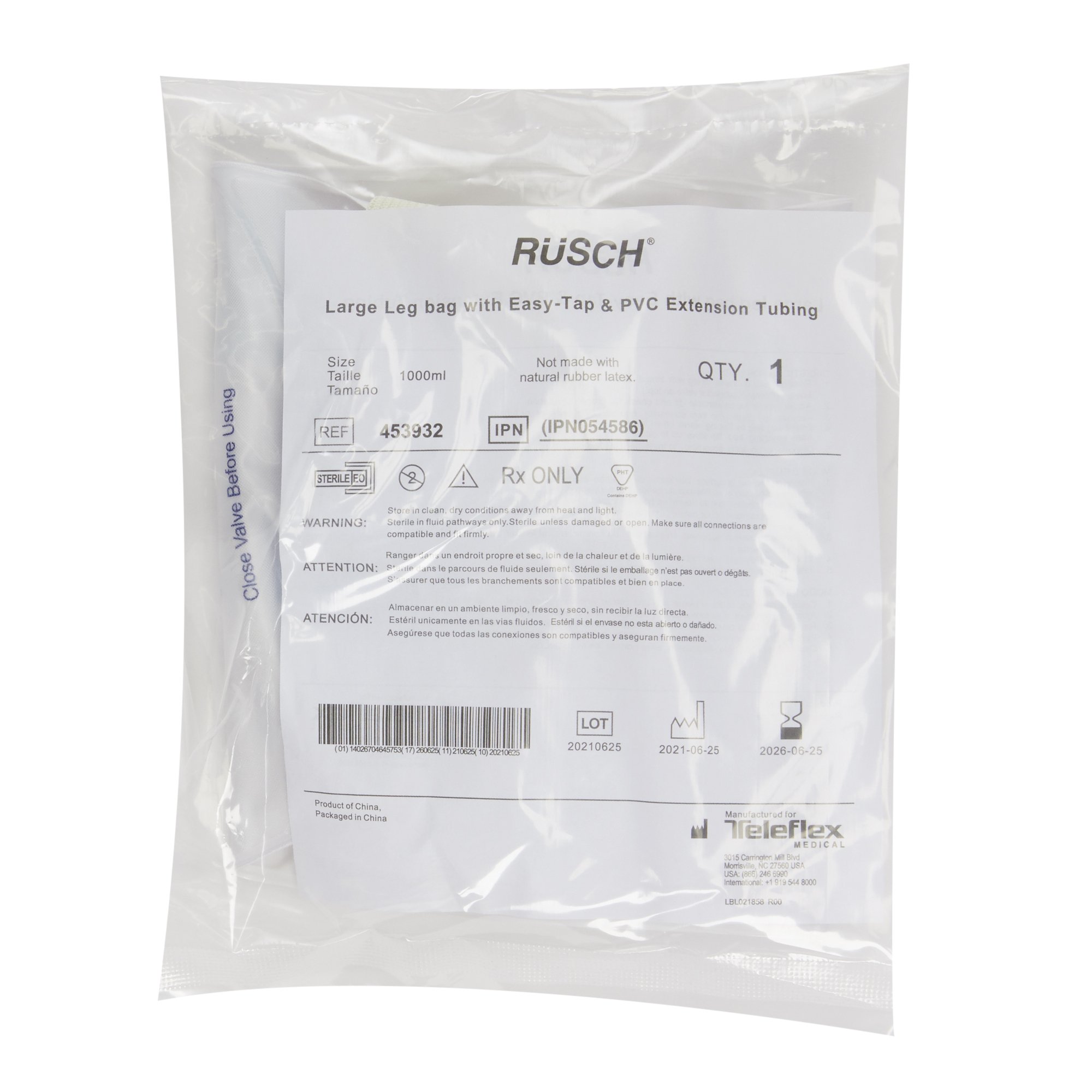 Teleflex LLC - 453932 Easy Tap™ Urinary Leg Bag