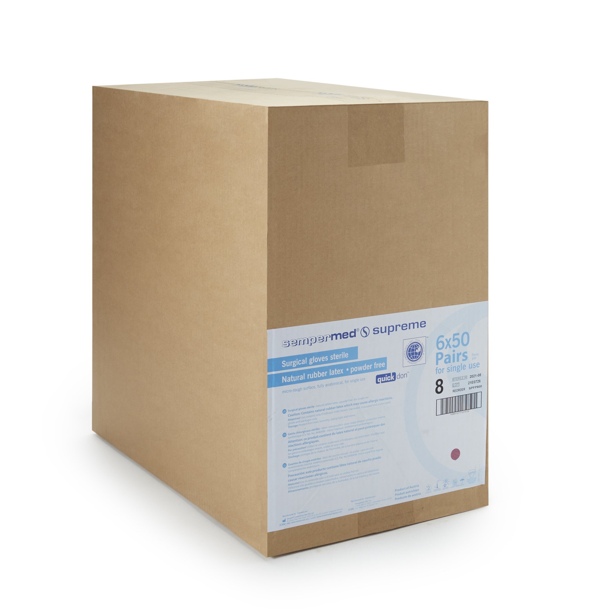 Harps USA Inc SPFP800 - Sempermed® Supreme Latex Surgical Glove, Size 8, Ivory - 50/Box, 300/Case