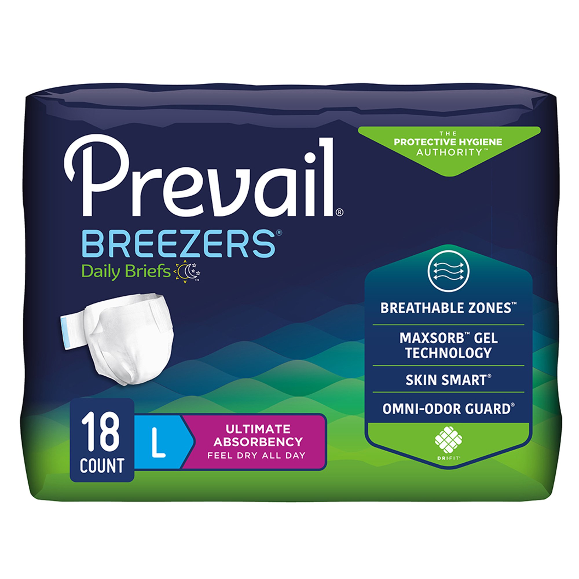 First Quality Products LLC PVB-013-2 - Prevail® Breezers® Ultimate Absorbency Incontinence Briefs, Large - 18/Pack, 72/Case
