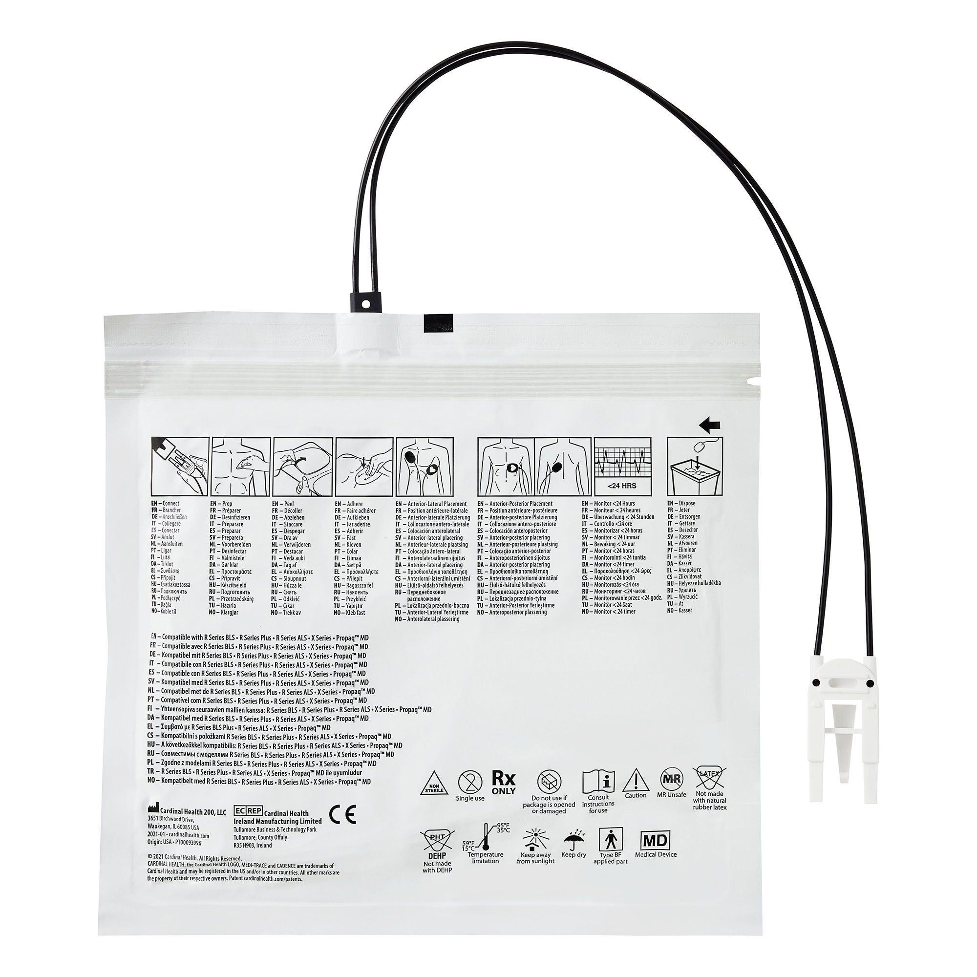 Cardinal - 22770PC AED Defibrillator Pad Medi-Trace™ Plug Connector Adult