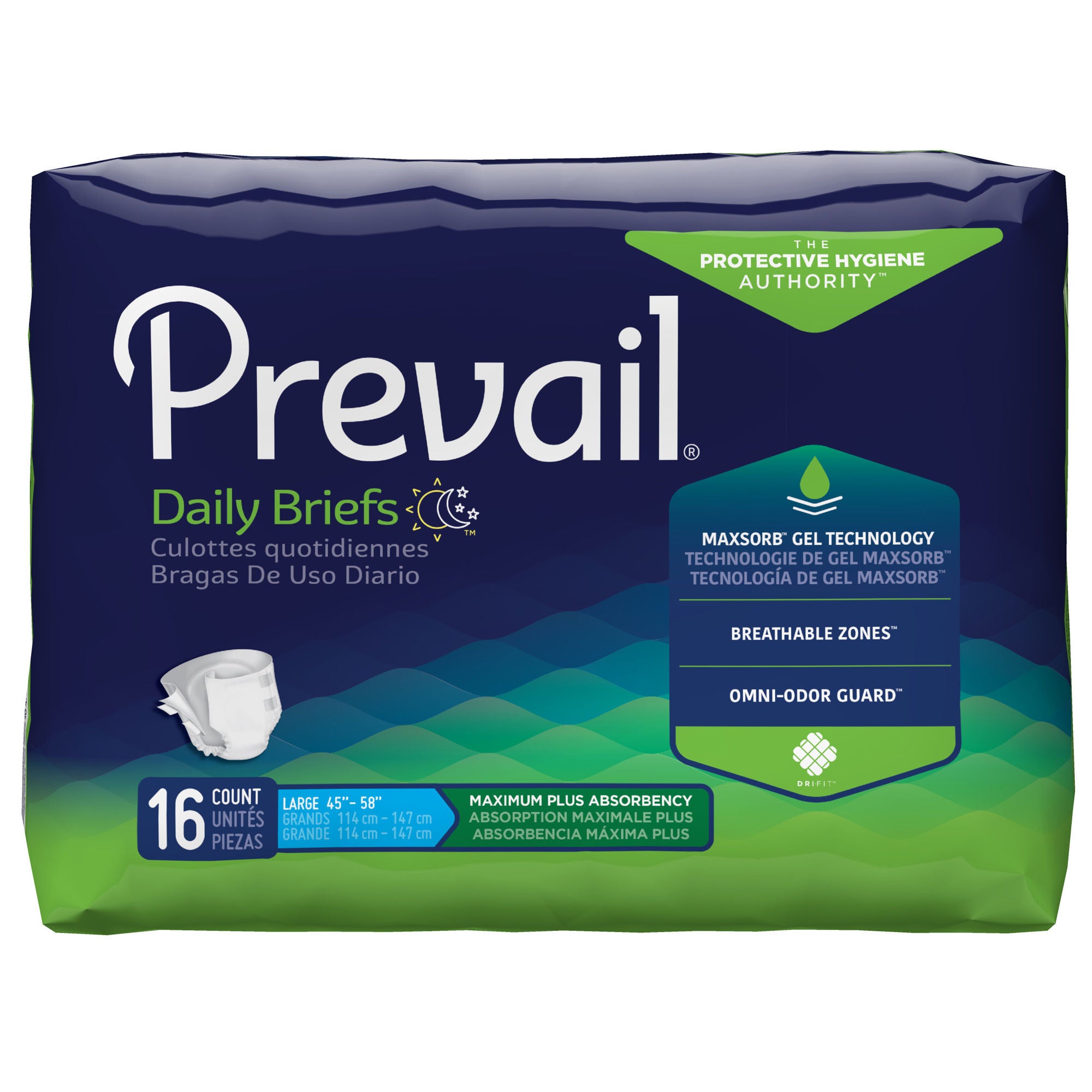First Quality Products LLC - PV-013-1 Incontinence Brief Prevail® Adult Large Unisex Disposable Heavy Absorbency