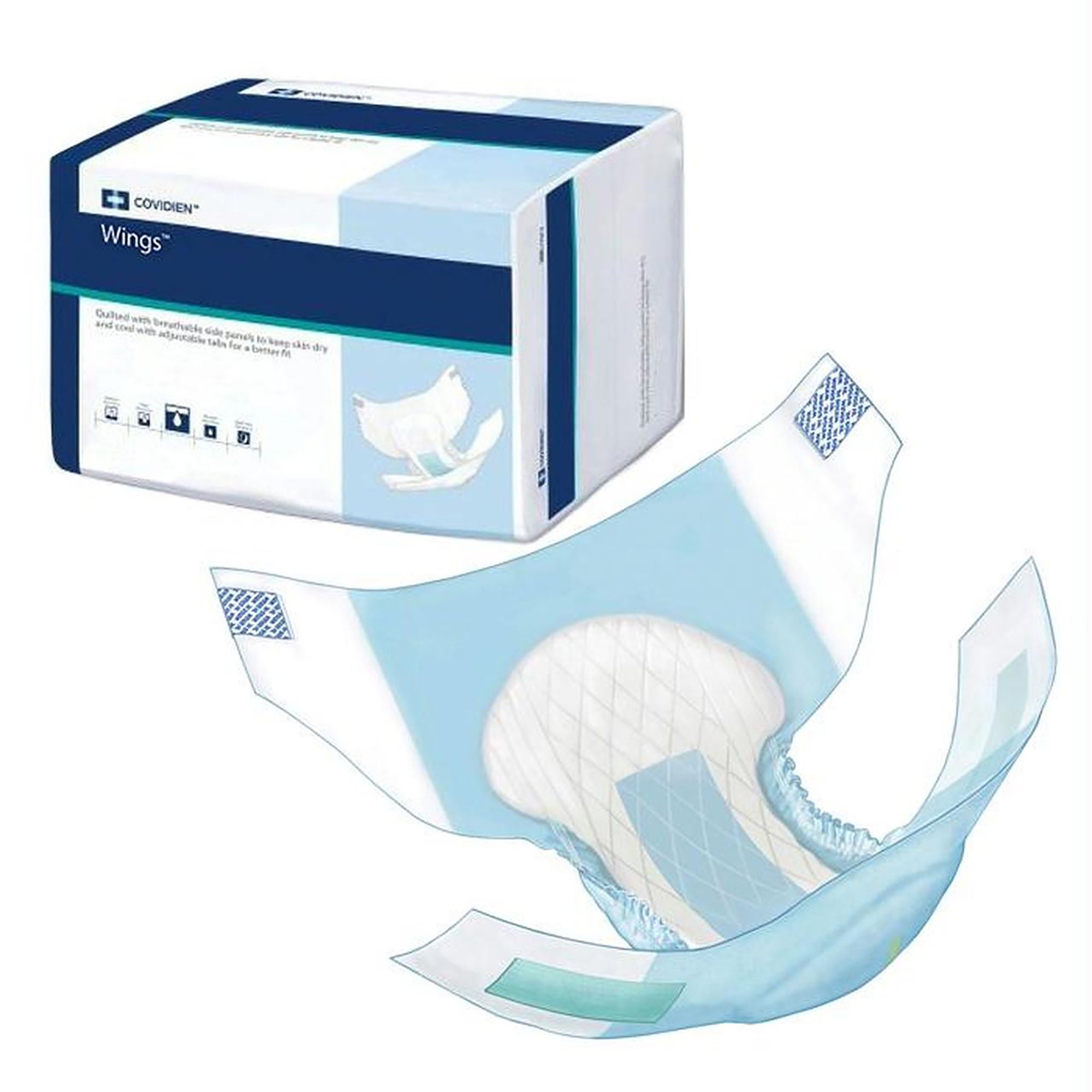 Cardinal - 63072 Incontinence Brief Wings™ Ultra Adult Small Unisex Disposable Heavy Absorbency
