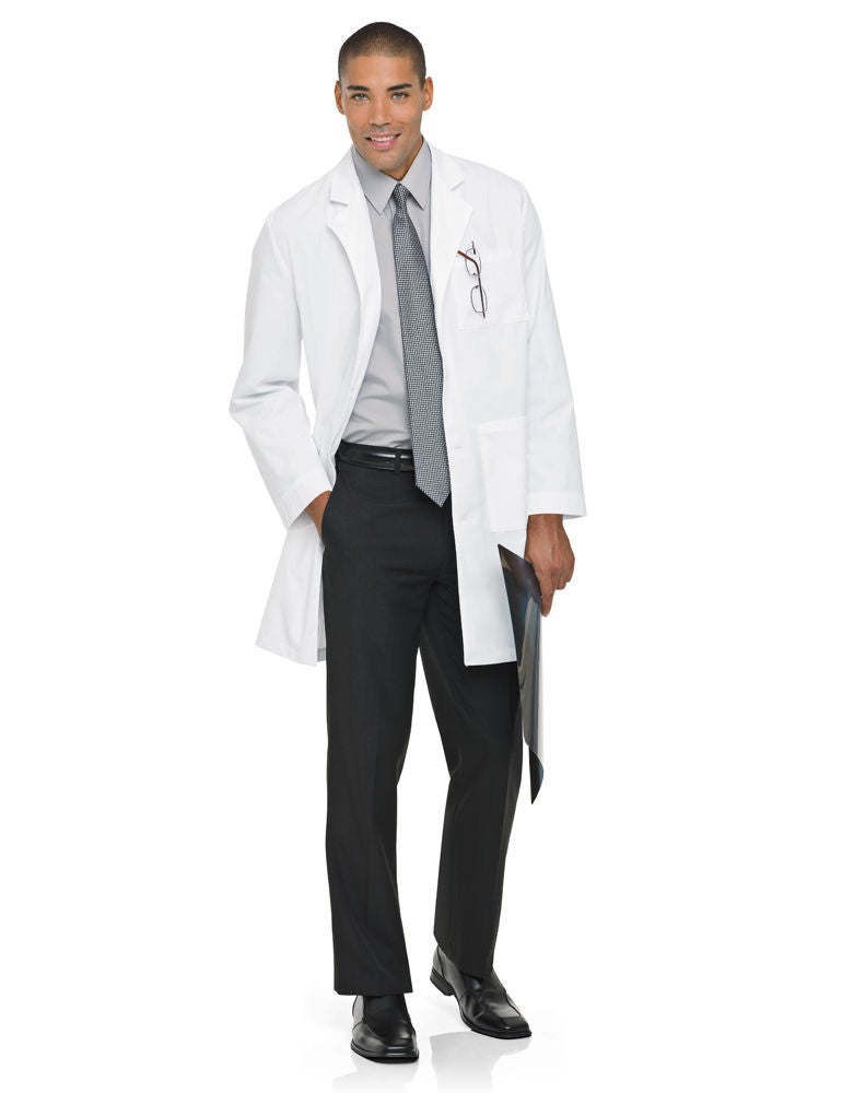 Landau Uniforms - 3187WWYMED Lab Coat White Medium Knee Length 65% Polyester / 35% Cotton Reusable