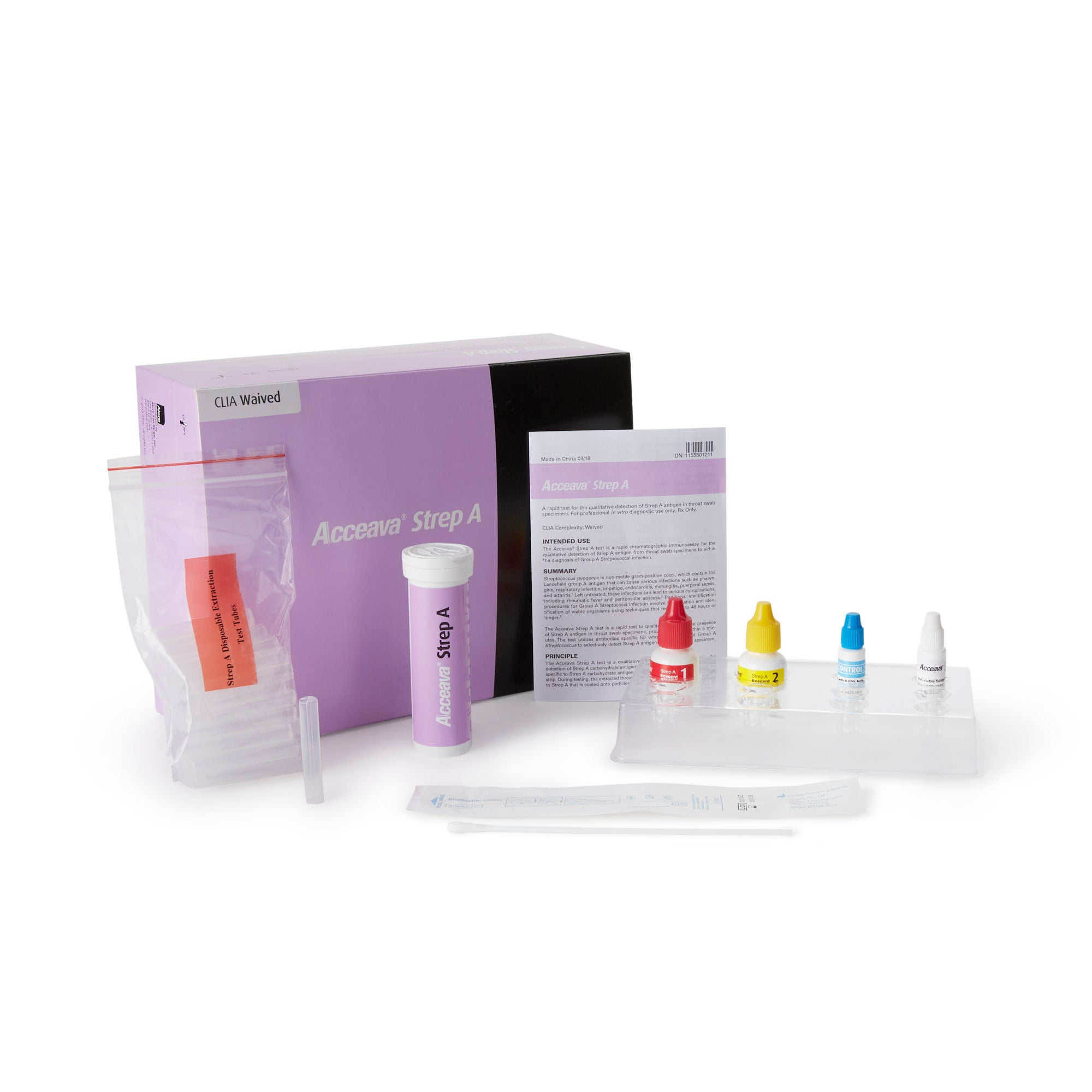 Abbott Rapid Dx North America LLC - 4580295008 Respiratory Test Kit Acceava® Strep A Test 50 Tests CLIA Waived