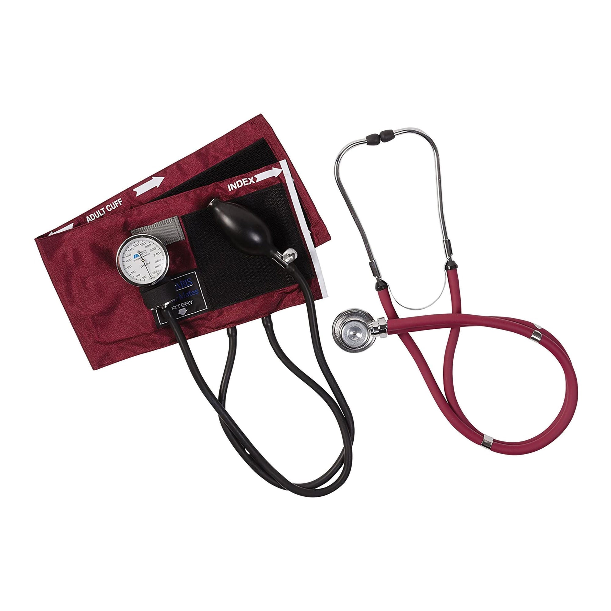 Mabis Healthcare - 01-360-071 Reusable Aneroid / Stethoscope Set Match Mates® Multiple Cuff Sizes Dual Head Sprague Stethoscope Pocket Aneroid