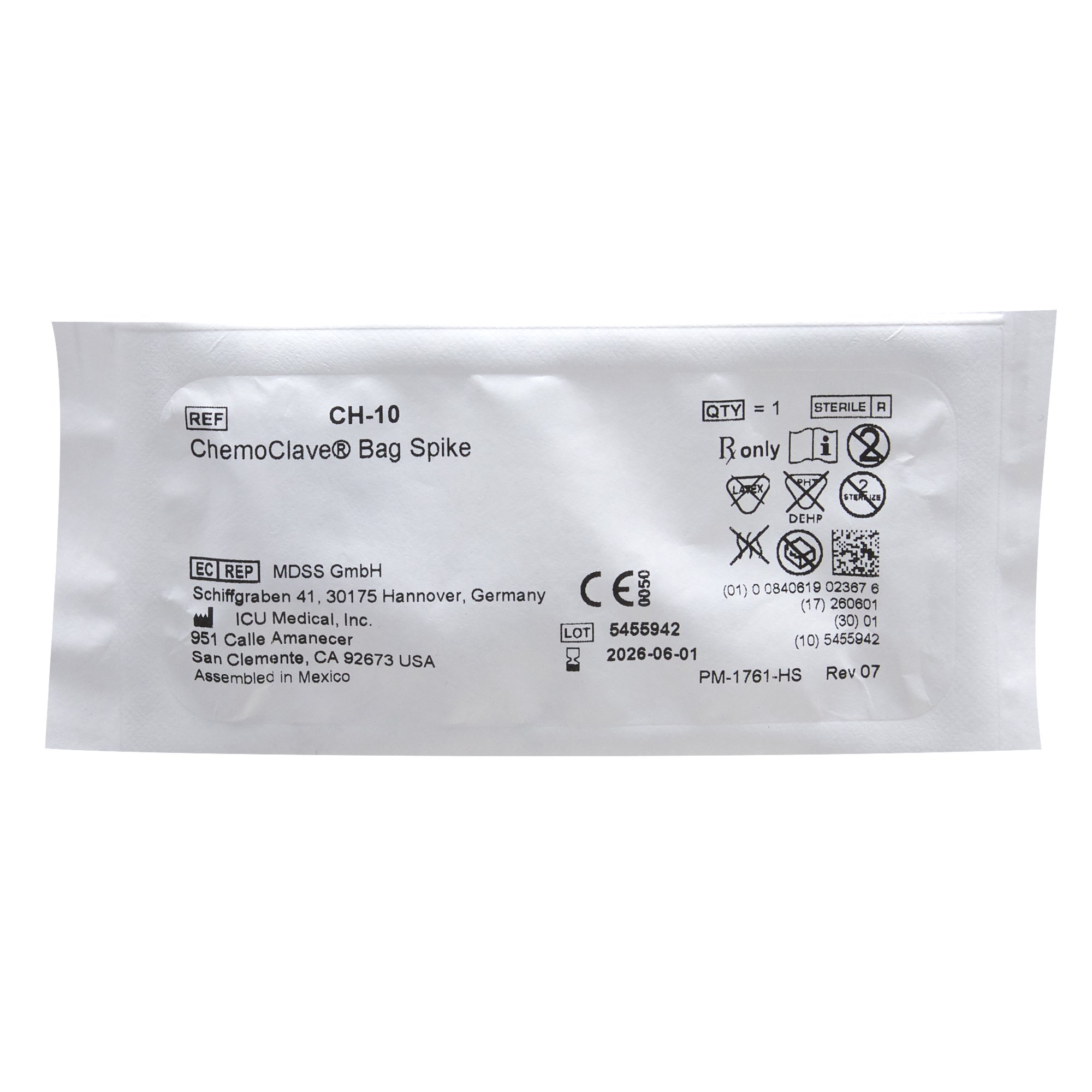 ICU Medical CH-10 - Clave® Bag Access Spike - 1/Each, 50/Case