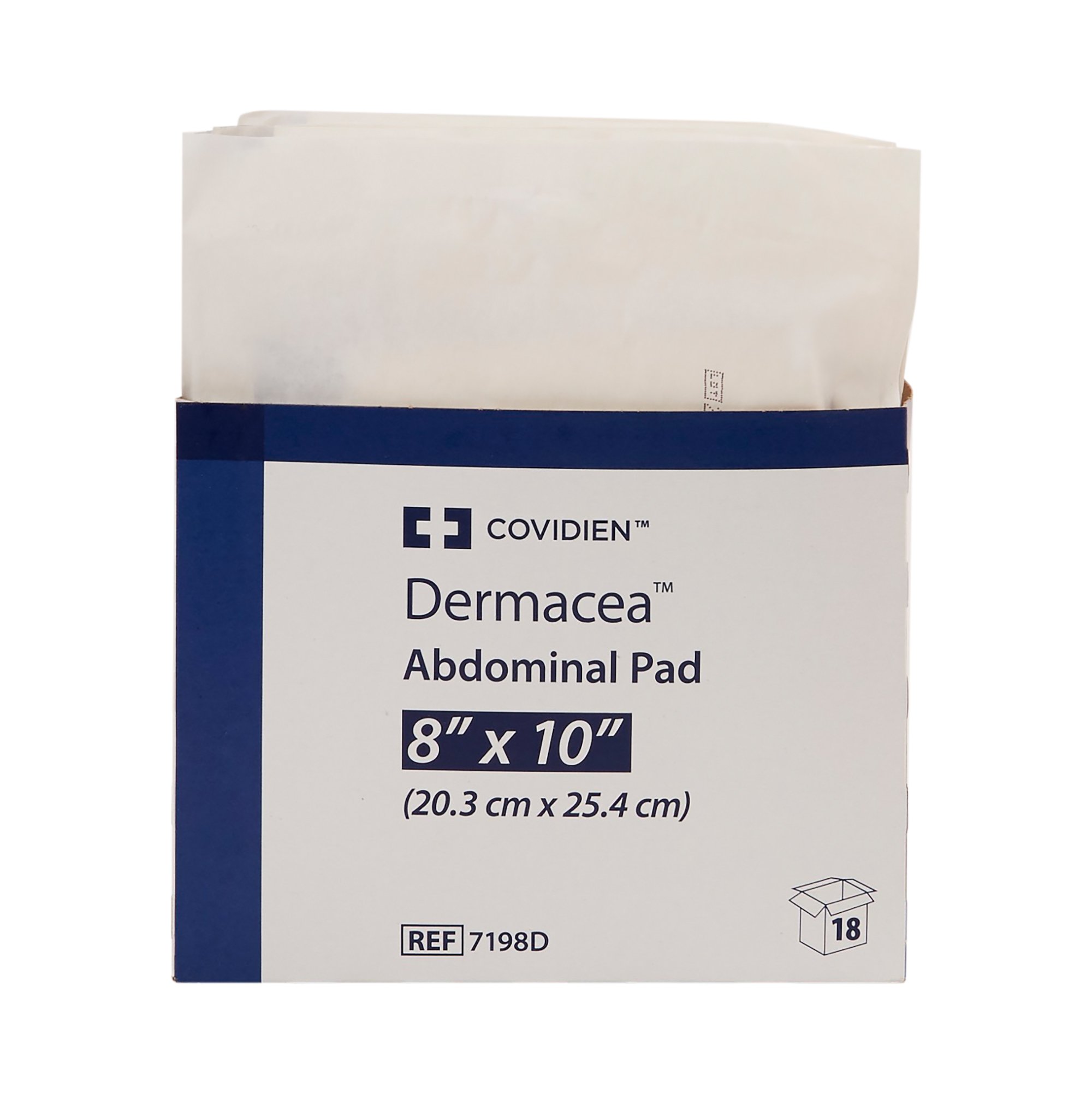 Cardinal 7198D - Dermacea™ Sterile Abdominal Pad, 8 x 10 Inch - 1/Each, 18/Tray, 216/Case
