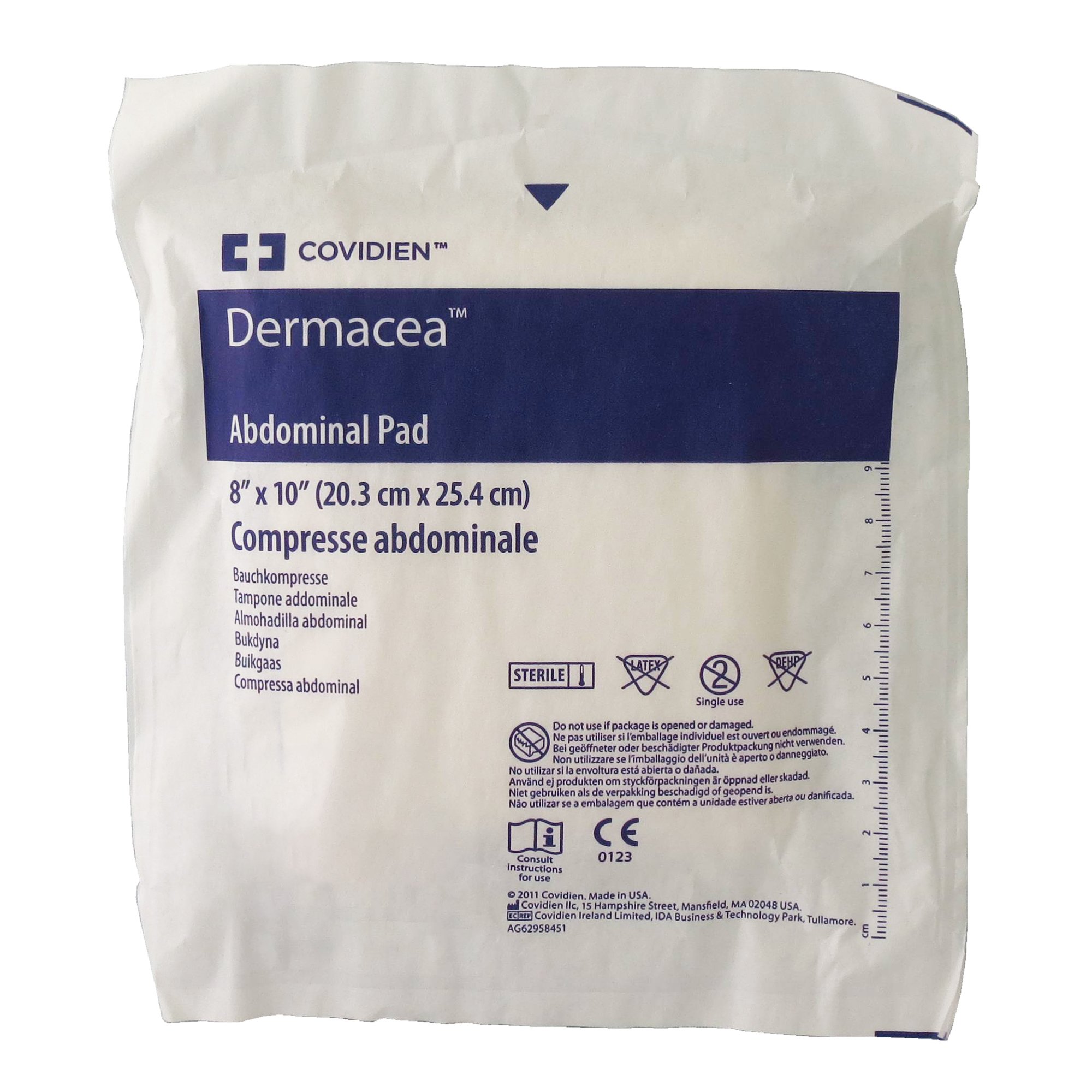 Cardinal 6198D - Dermacea™ Abdominal Pad, 8 x 10 Inch - 1/Each, 432/Case