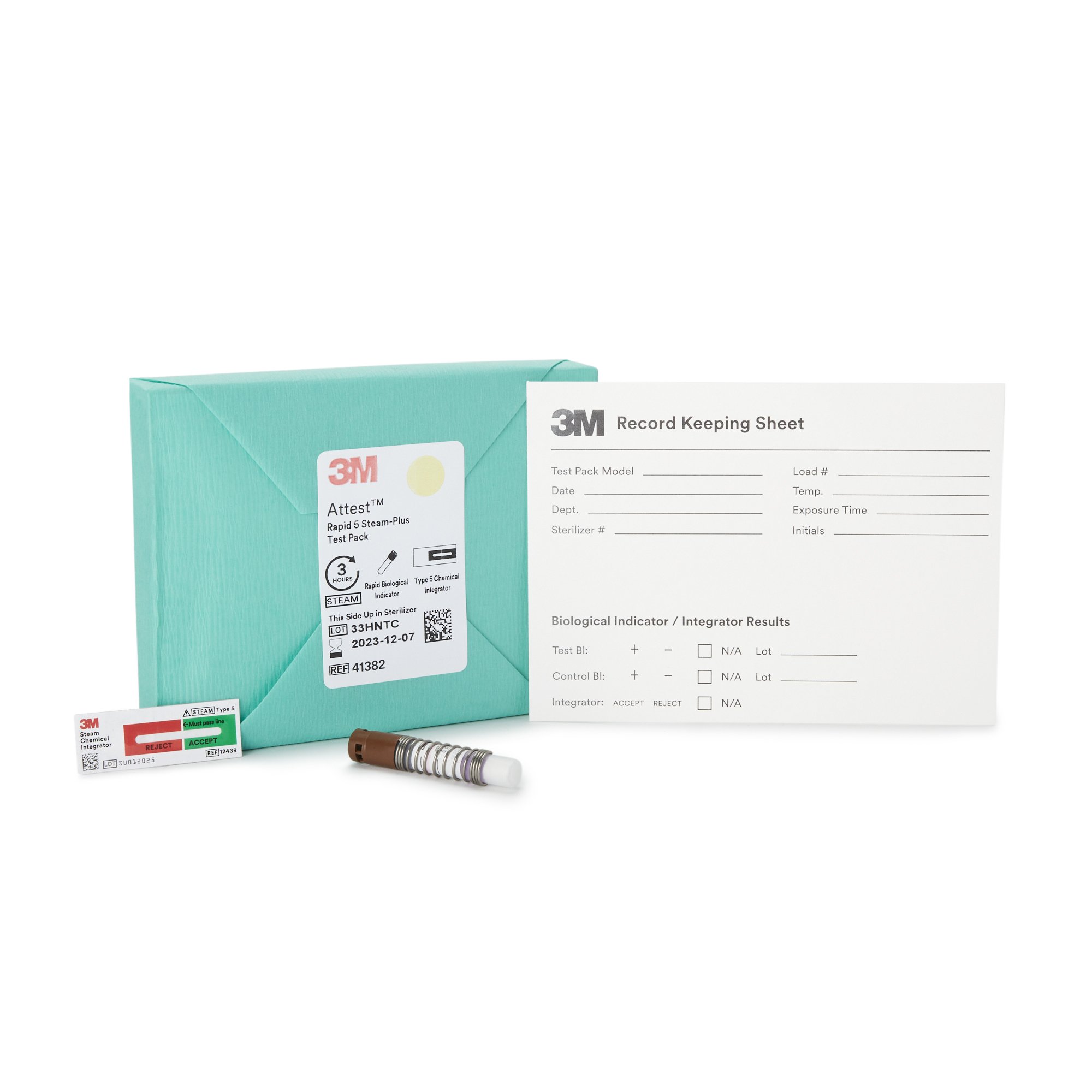 Solventum Corporation 41382 - 3M™ Attest™ Rapid 5 Steam-Plus Sterilization Biological Indicator Pack - 16/Box, 64/Case