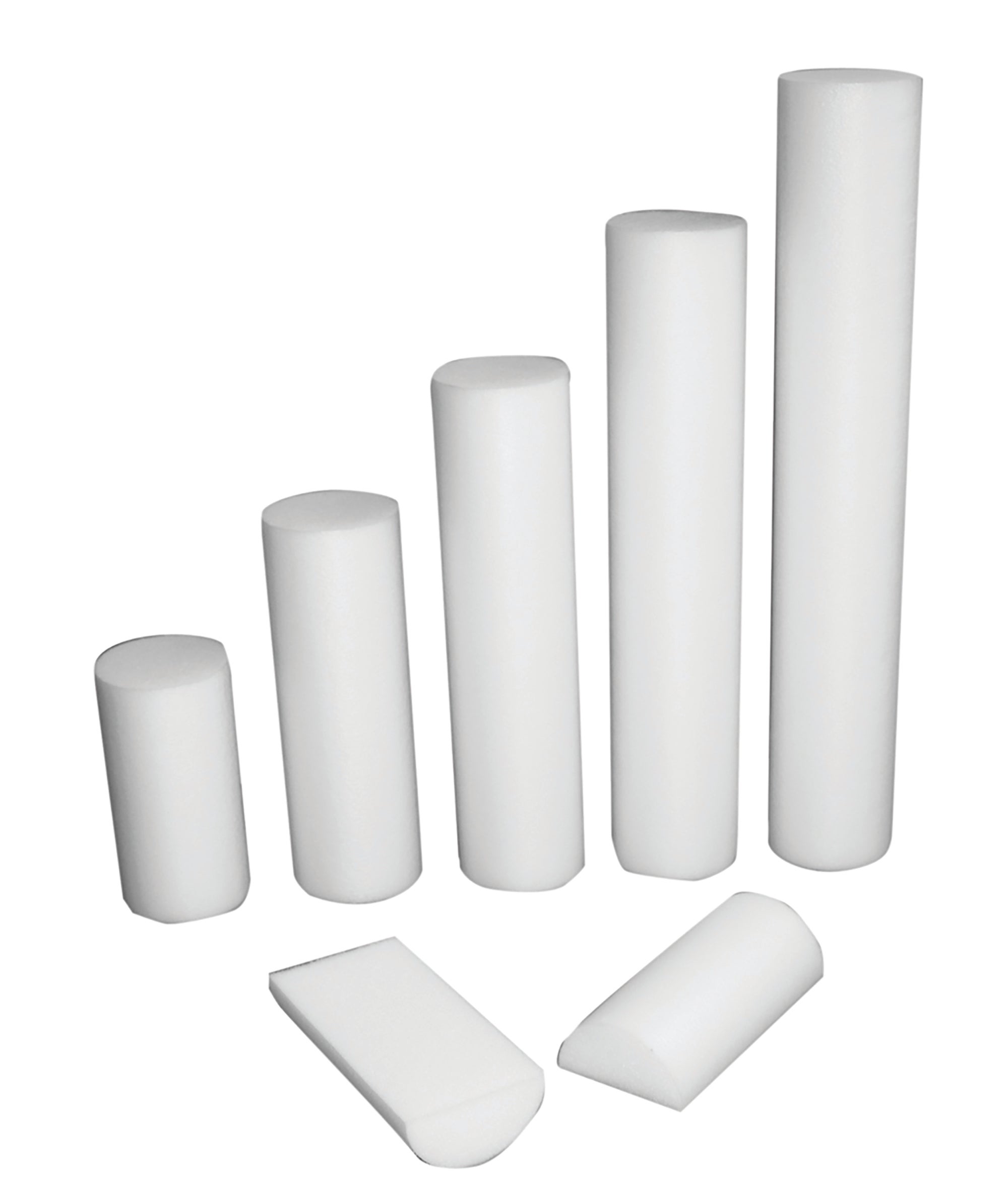 Fabrication Enterprises - 30-2111 CanDo® Half-Round Therapy Foam Roller White Polyethylene Foam 6 X 12 Inch