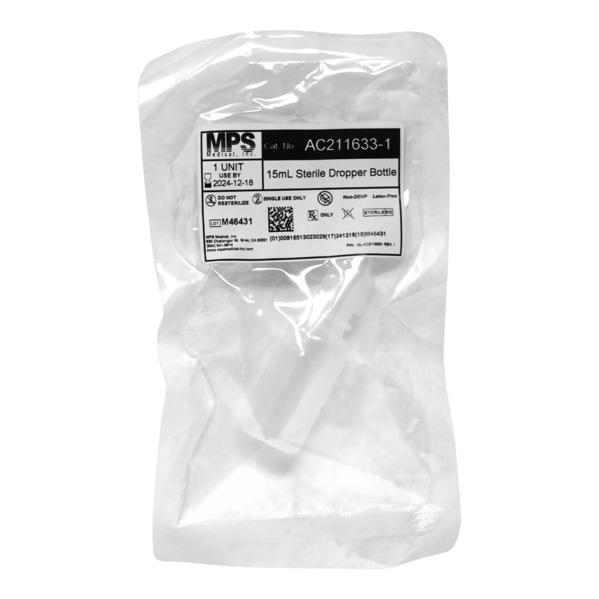 MPS Medical AC211633-1 - MPS Medical Sterile Dropper Bottle, 15 mL - 144/Case