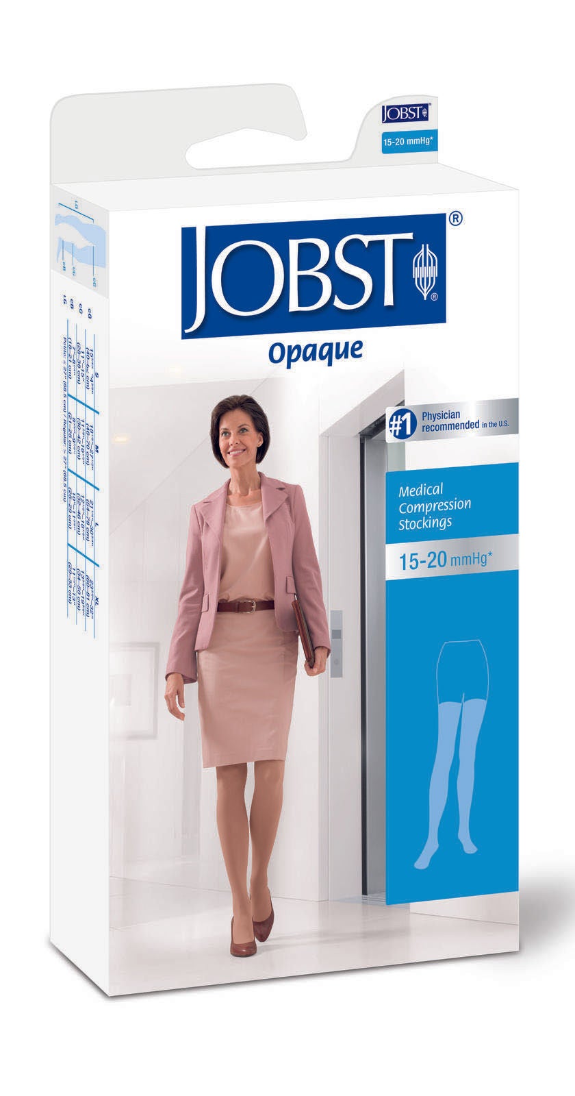 BSN Medical - 115510 Compression Stocking Jobst® Opaque Thigh High Large Natural Closed Toe