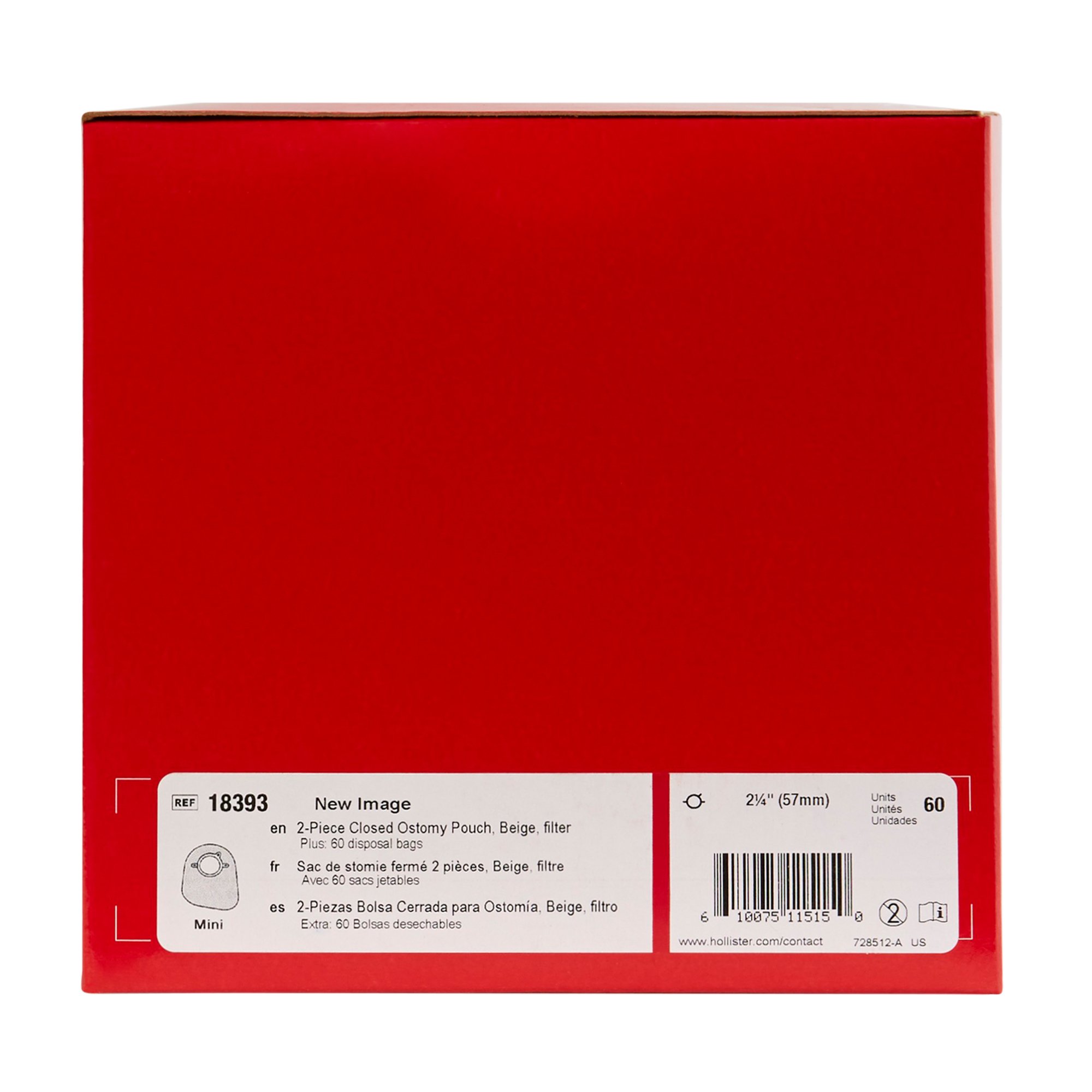 Hollister 18393 - New Image™ 18393 Two-Piece Beige Ostomy Pouch, Pre-cut to Fit 57 mm, Red Match - 60/Box